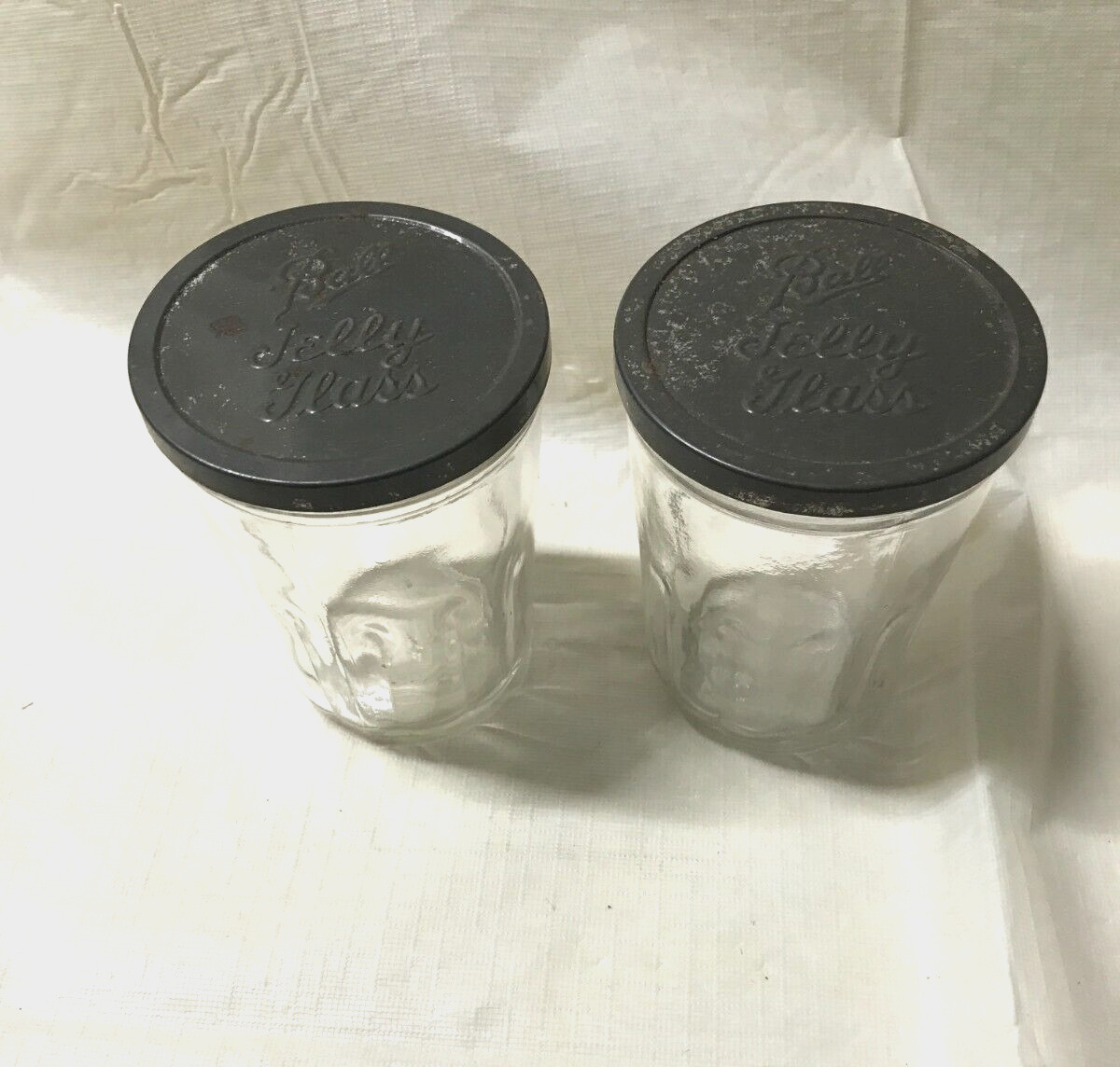 Lot of 2 Vintage Ball Jelly Glass 8 oz Canning Jar with Tin Metal Lid -1780