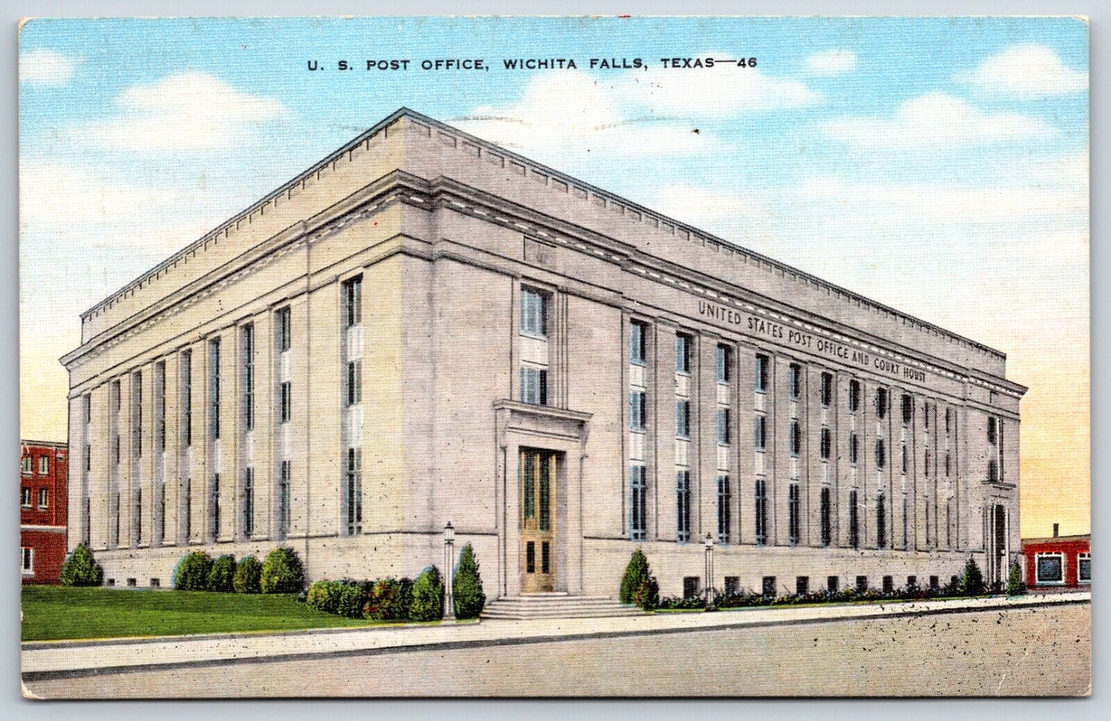 Postcard U. S. Post Office, Wichita Falls, Texas Posted 1950