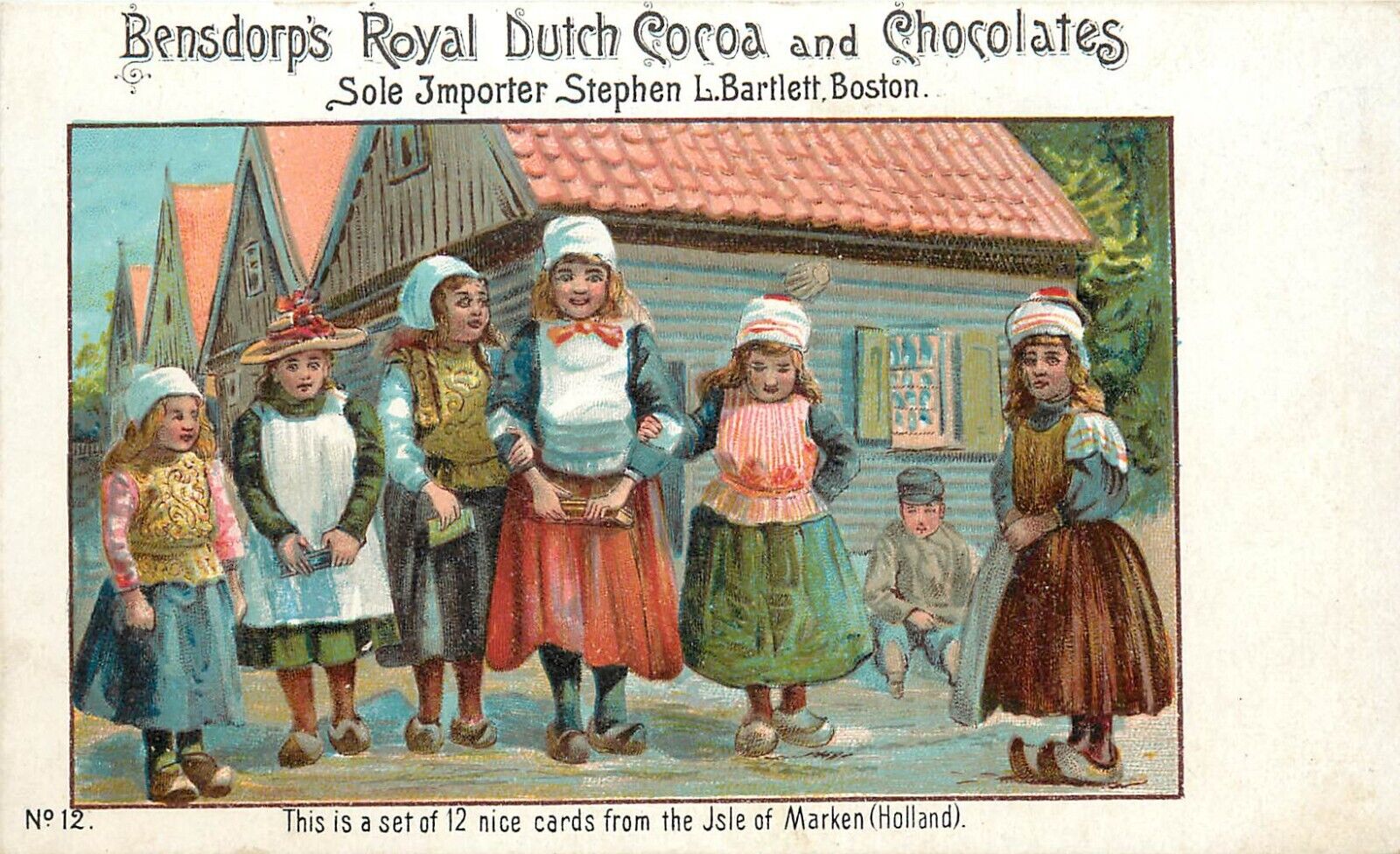 Private Mailing Card 12. Advertising Bensdorp\'s Dutch Cocoa Chocolates Children