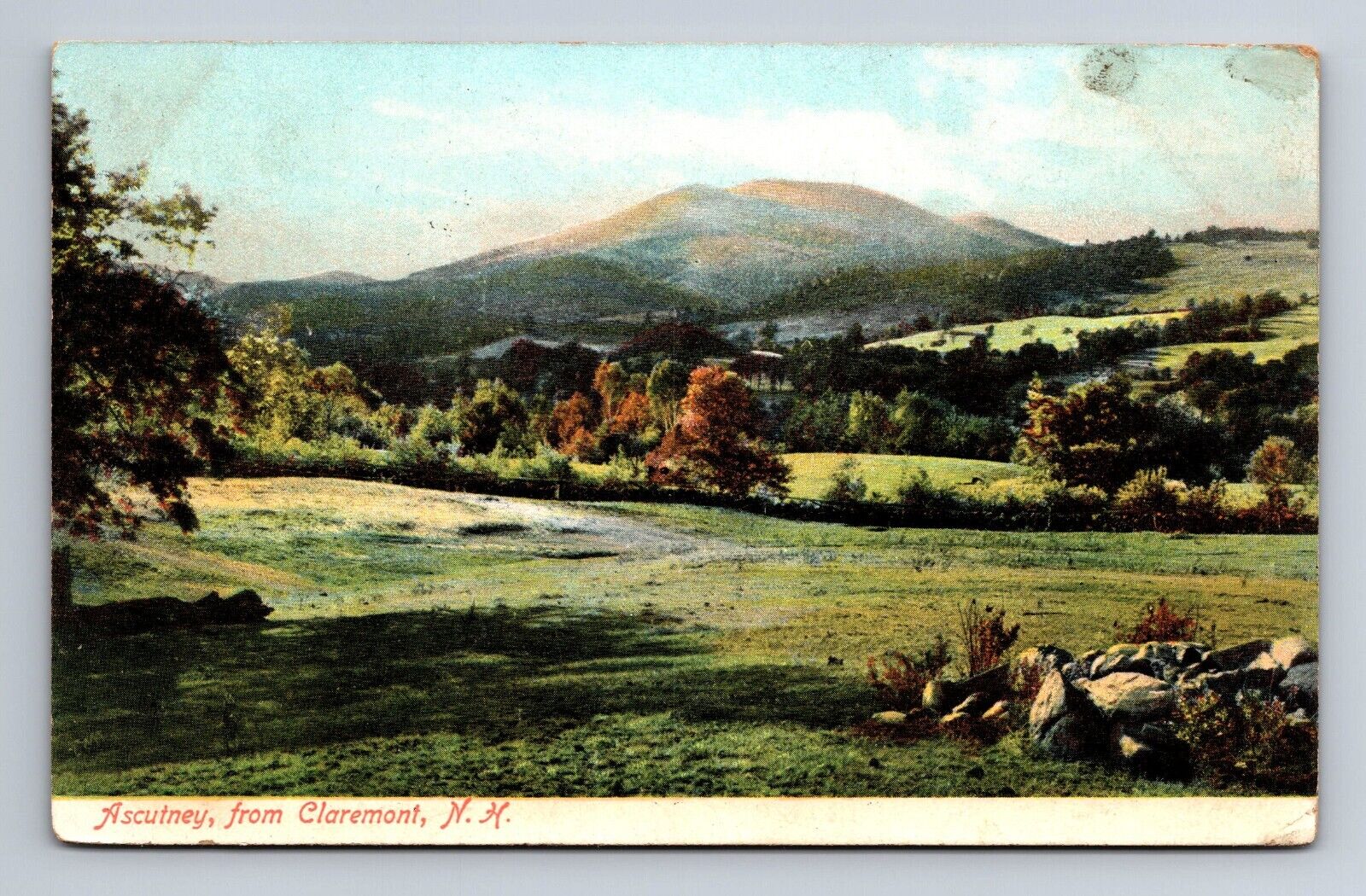 Ascutney VT Mountain View from Claremont New Hampshire Postcard c1912