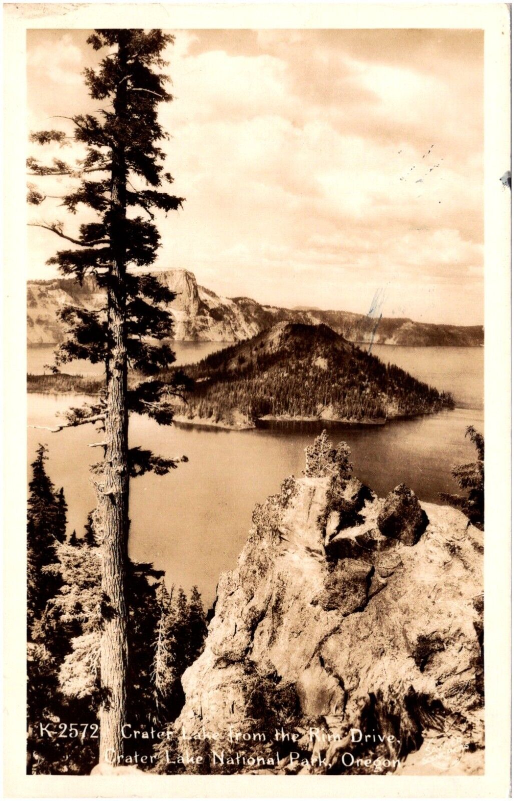 Crater Lake from the Rim Drive National Park Oregon 1940s RPPC Postcard Photo