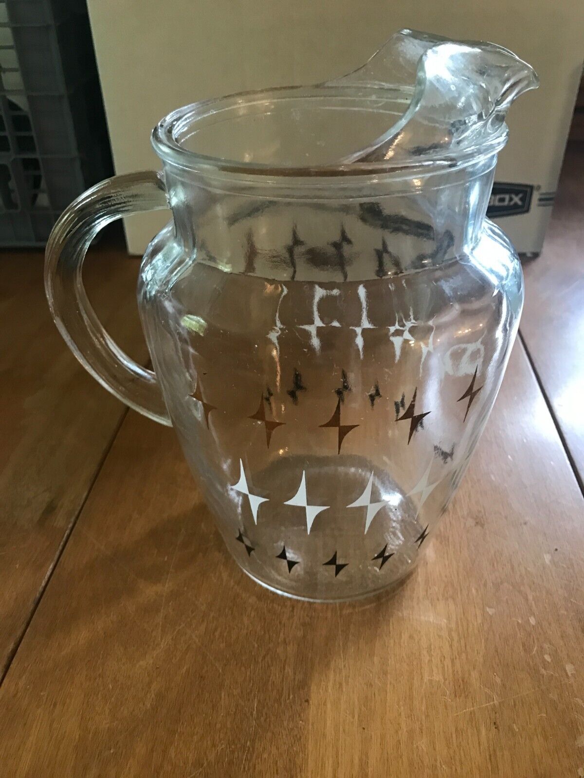 Vintage glass pitcher mid century modern design