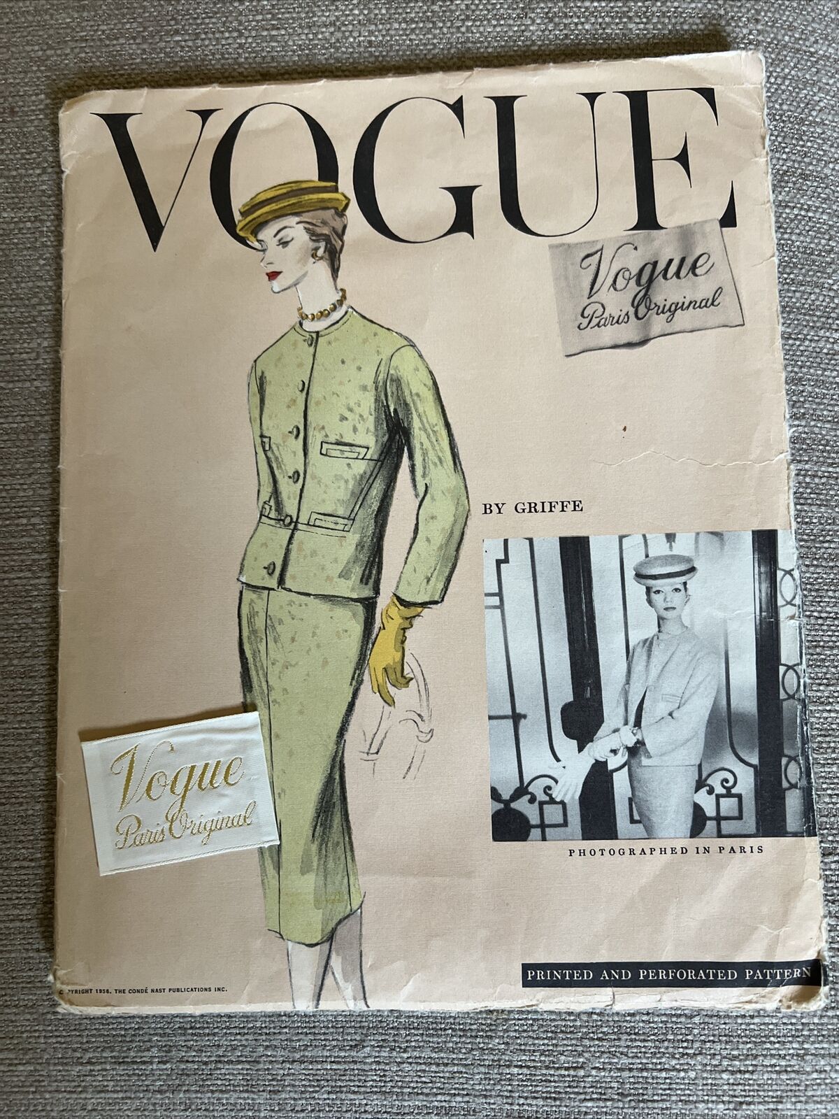50’s VOGUE PARIS ORIGINAL Sewing Pattern by GRIFFE 1335 Suit Blouse Sz 14 =sz 4