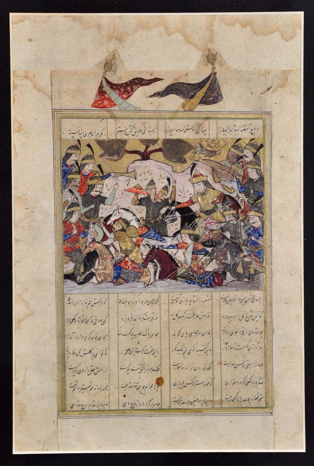 ANTIQUE SAFAVID SHAHNAMEH ISLAMIC PERSIAN MINIATURE PAINTING MANUSCRIPT 1600 AD