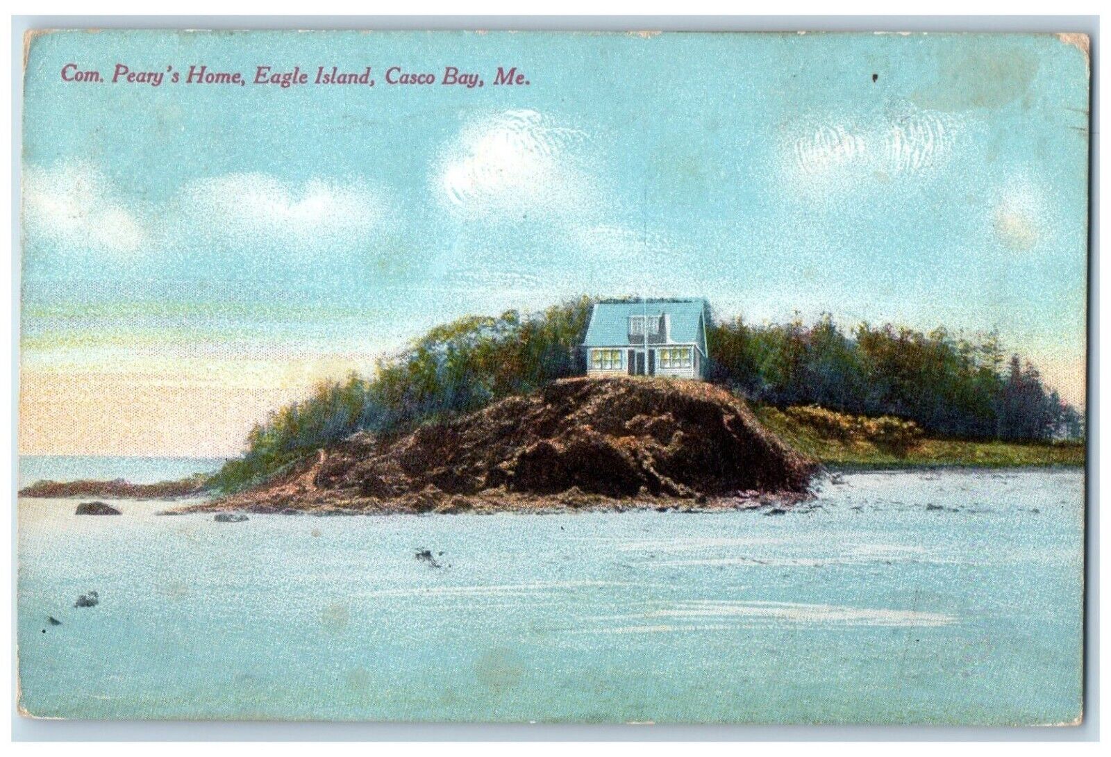 1910 Overlooking Com Peary Home Eagle Island Casco Bay Maine ME Vintage Postcard