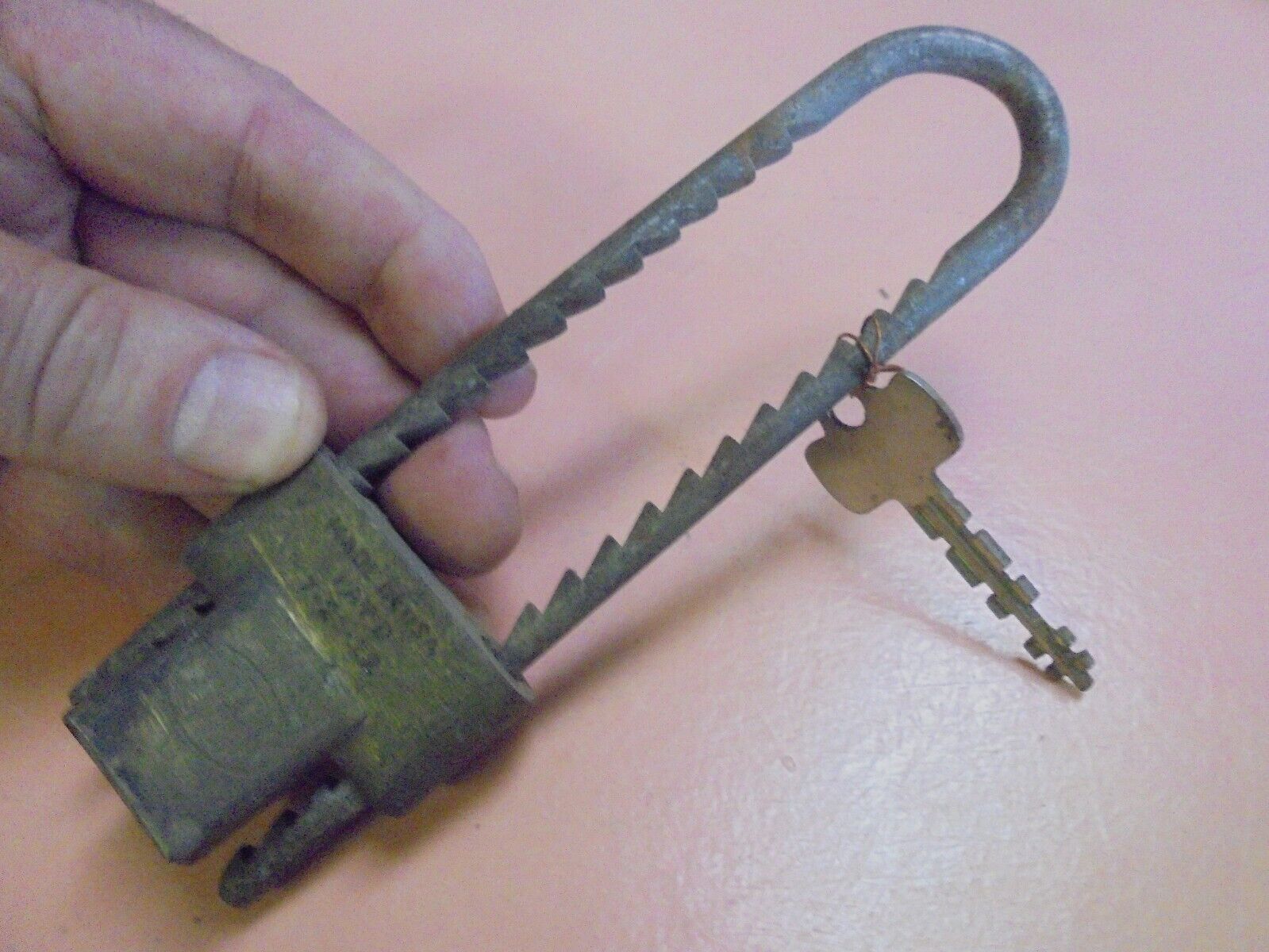 Vintage 1922 Brass Corbin bicycle Padlock with key