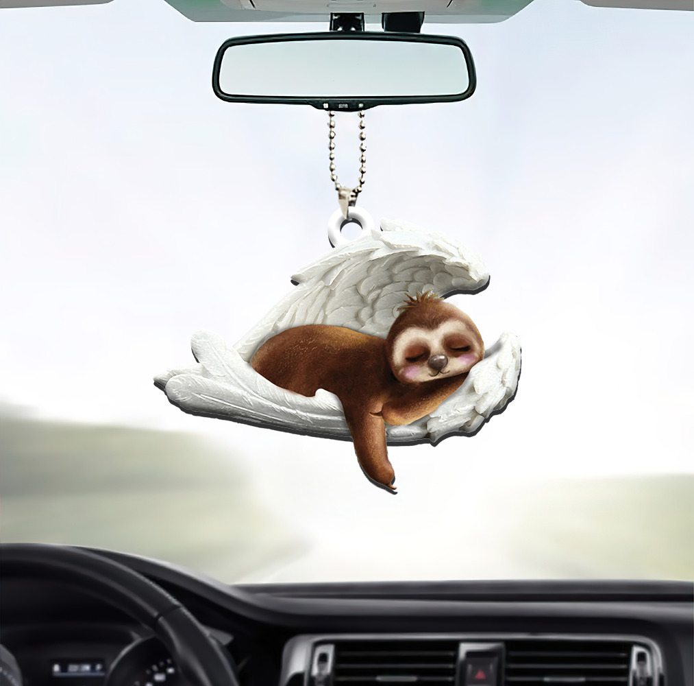 Sloth Sleeping Angel Car Ornament, Sloth Angel Wings Christmas Ornament Gift