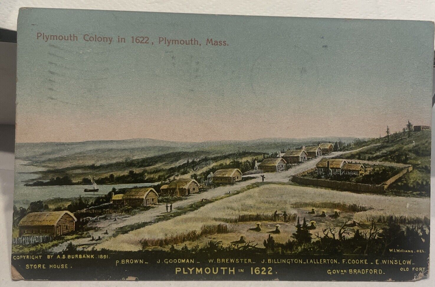 used 1908  postcard  PLYMOUTH Massachusetts~Antique  Colony 1622