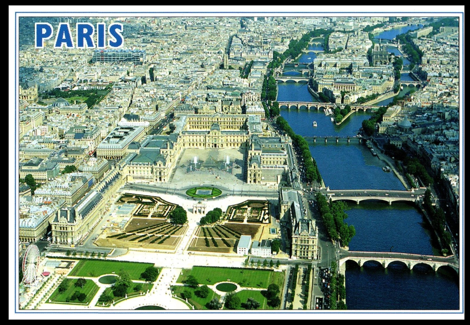 Vintage Postcard Paris France  Seine River  Aerial Landscape Bridge