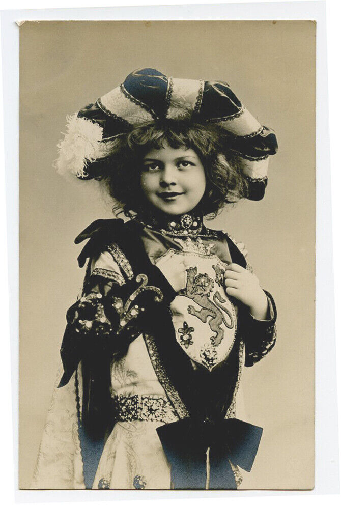 c 1907 Child Children MEDIEVAL CHILD Costume binky cute photo postcard