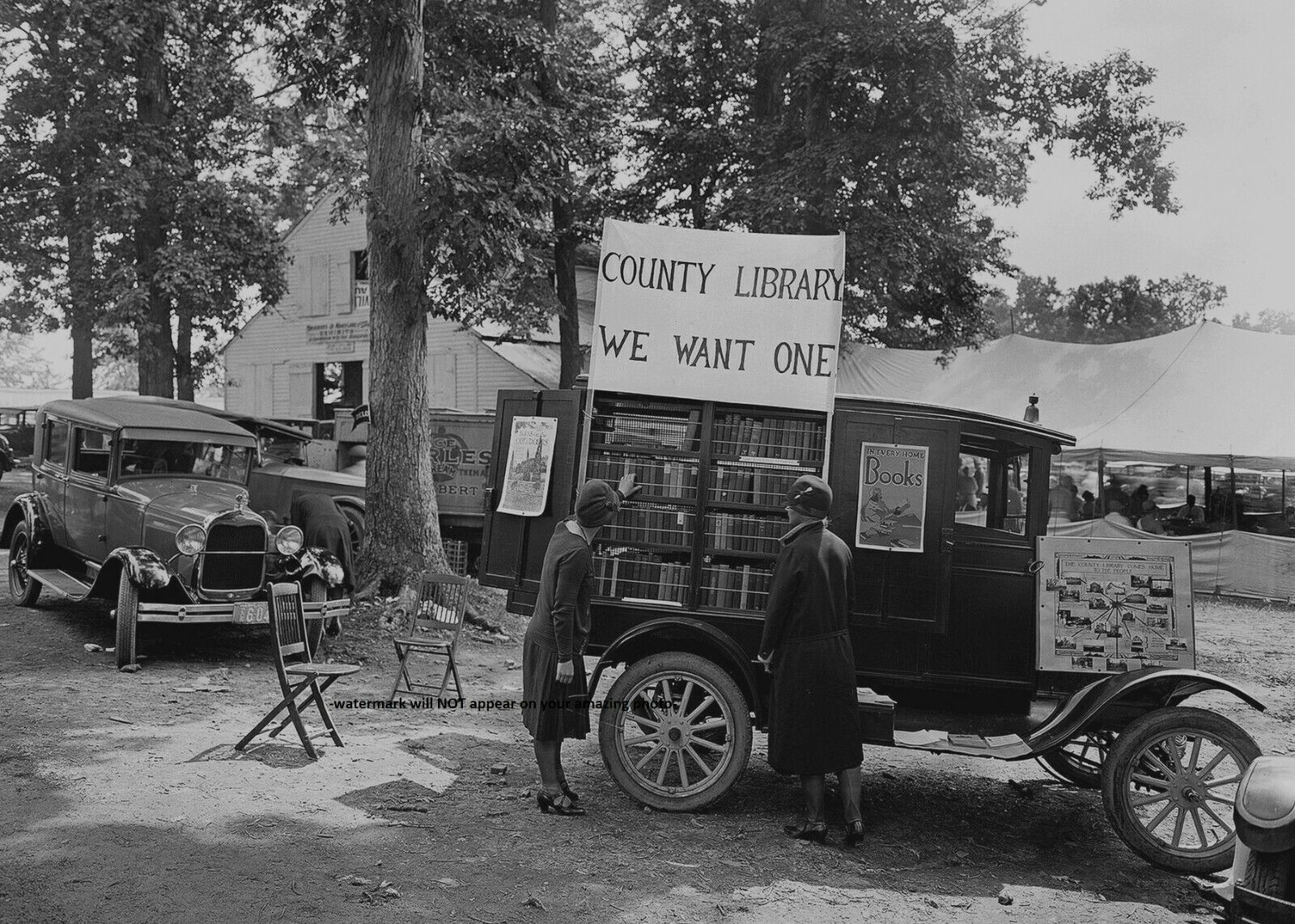 1928 Mobile Library PHOTO Vintage Bookmobile Maryland Books On Wheels Librarians