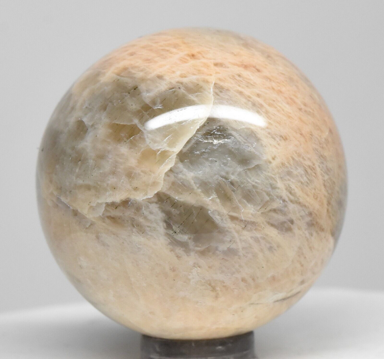 43mm Peach Moonstone Sphere Polished Feldspar Crystal Mineral Ball - Madagascar