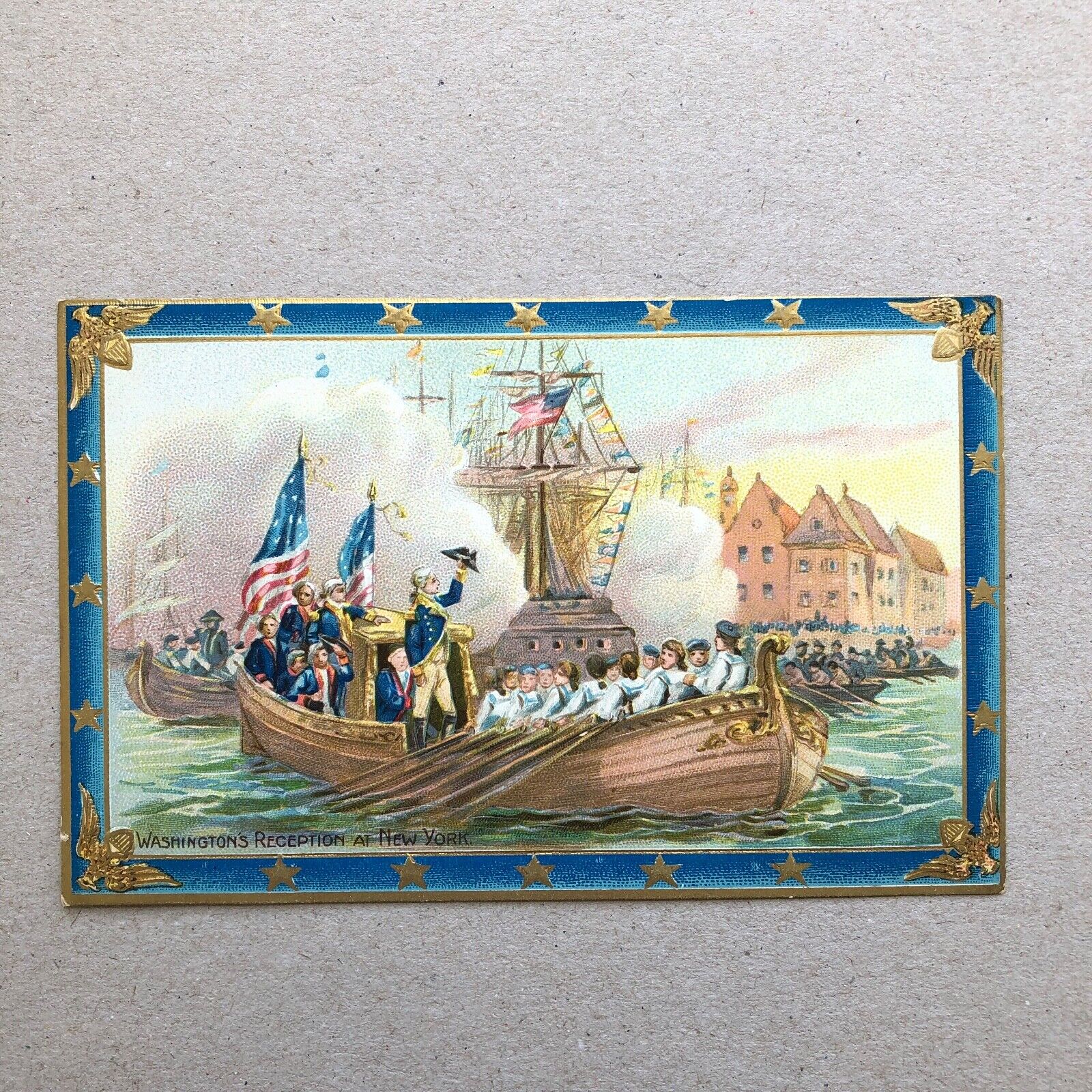 Vintage Tuck\'s Washington\' Reception at New York Embossed Star Border Postcard U