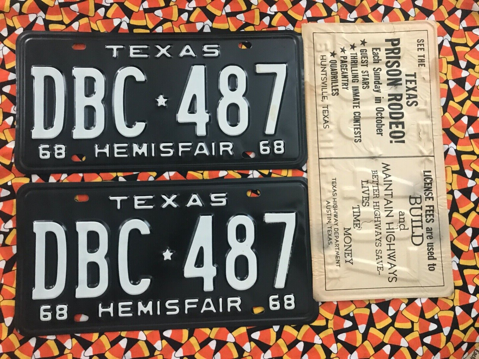 1968 TEXAS Passenger LICENSE PLATES   DBC487