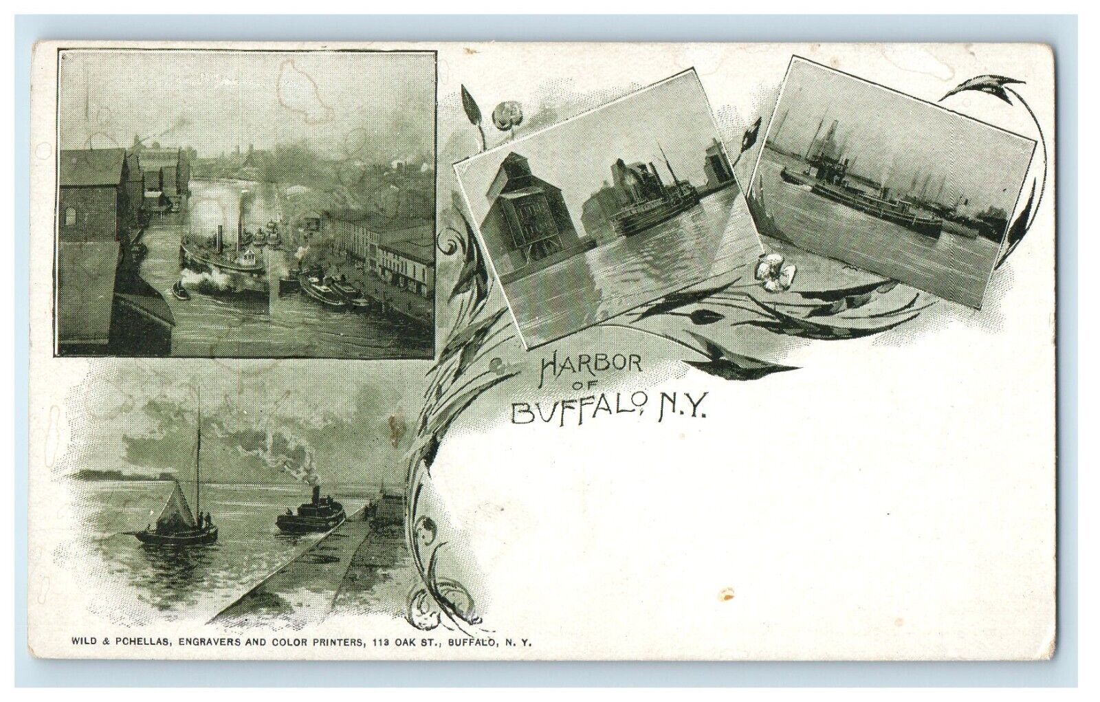 c1900's Multiview Of Harbor of Buffalo New York NY Unposted Antique Postcard