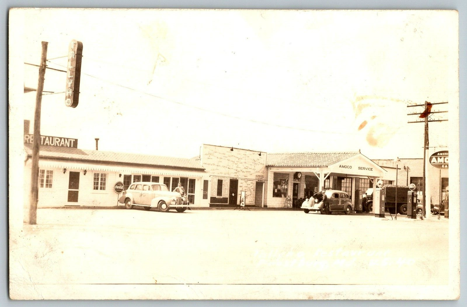 RPPC Vintage Postcard - Amoco Service, Restaurant - Real Photo - Unposted