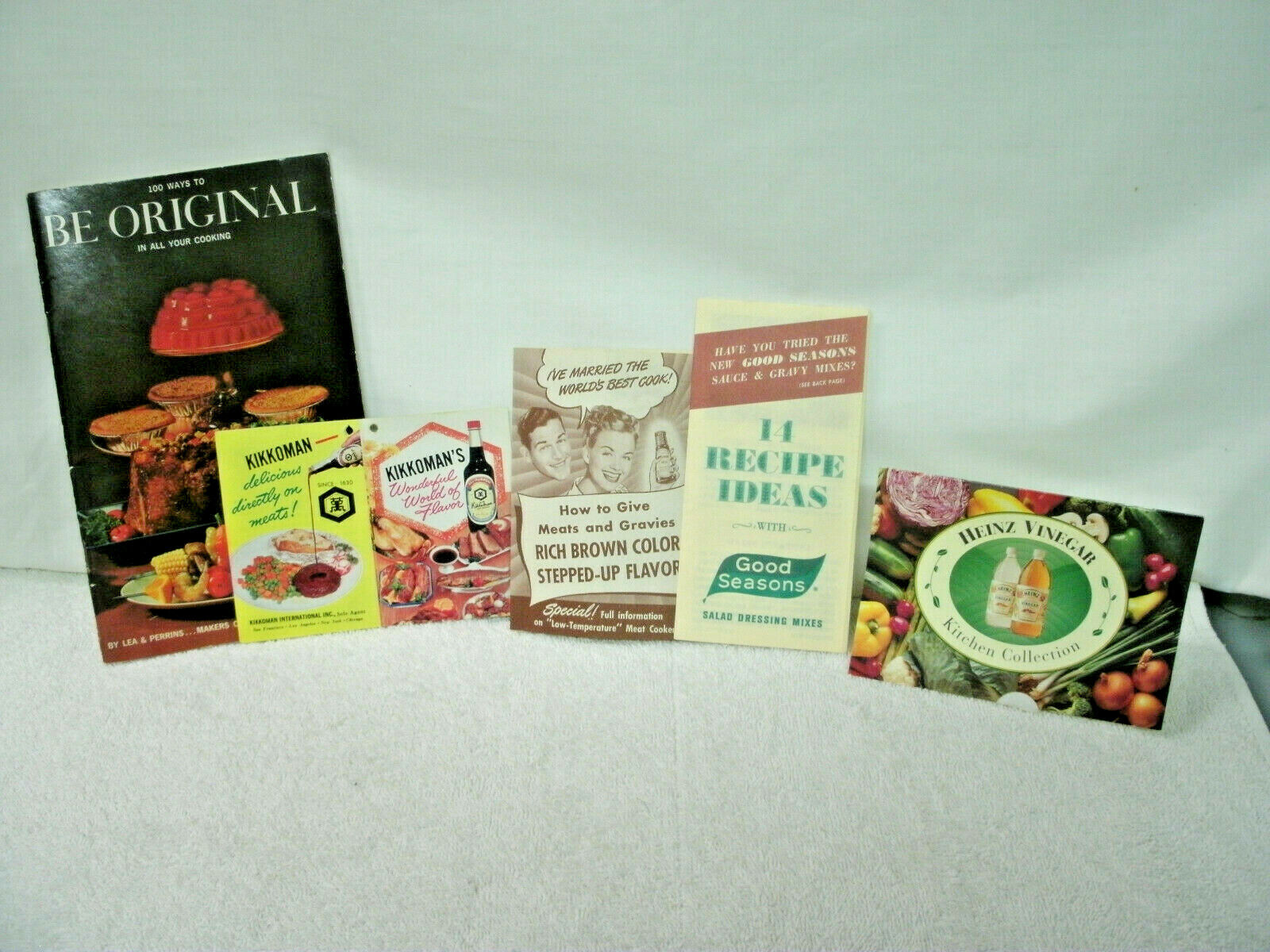 RECIPE FOLDERS --Kitchen Bouquet/Kikkoman/Heinz/Lea Perrins [5] Vintage Orig.