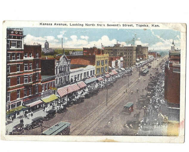 c.1900s  Looking North From Seventh Street Topeka Kansas KS Postcard UNPOSTED