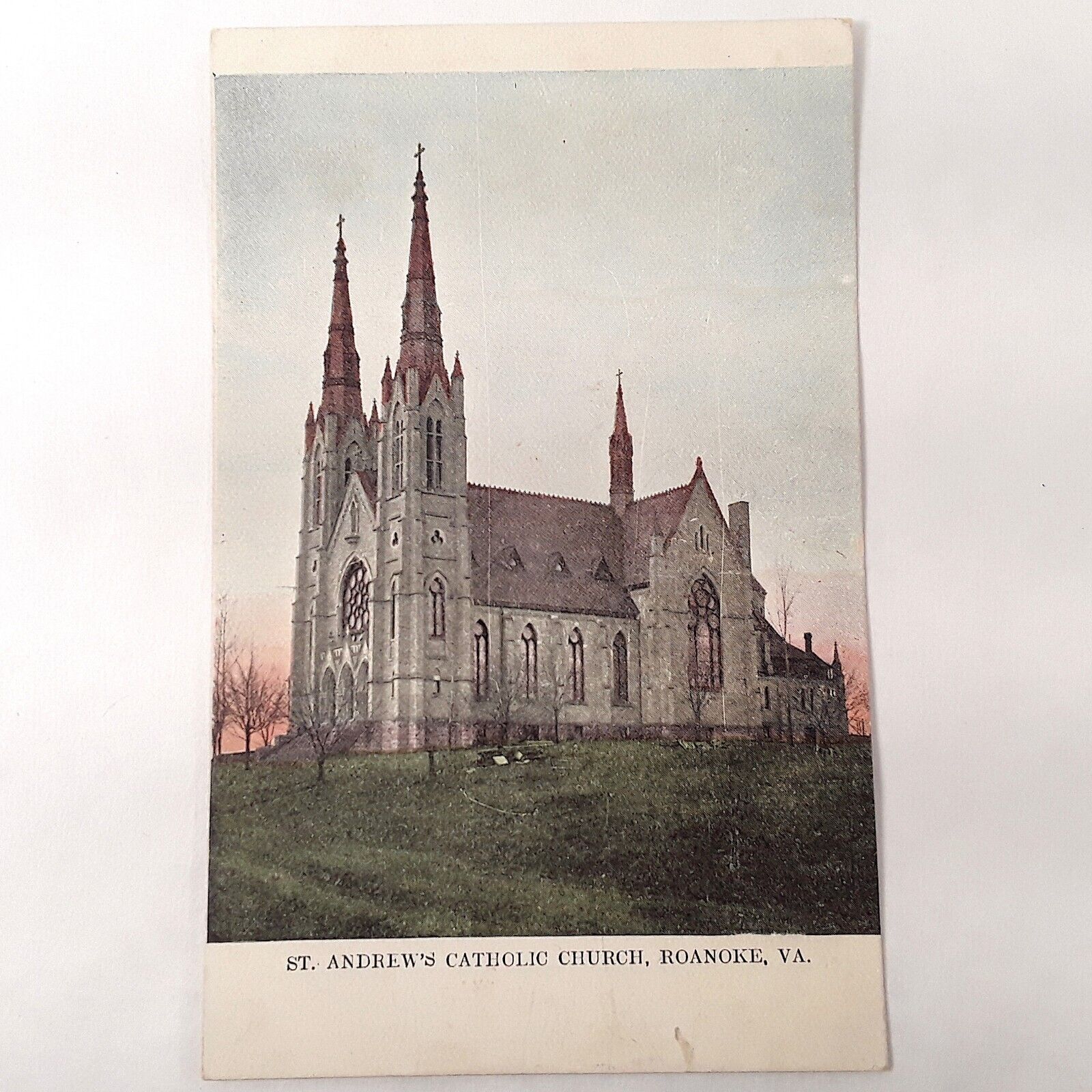 Roanoke Virginia -St Andrew\'s Catholic Church- Steeples Postcard 1901-07