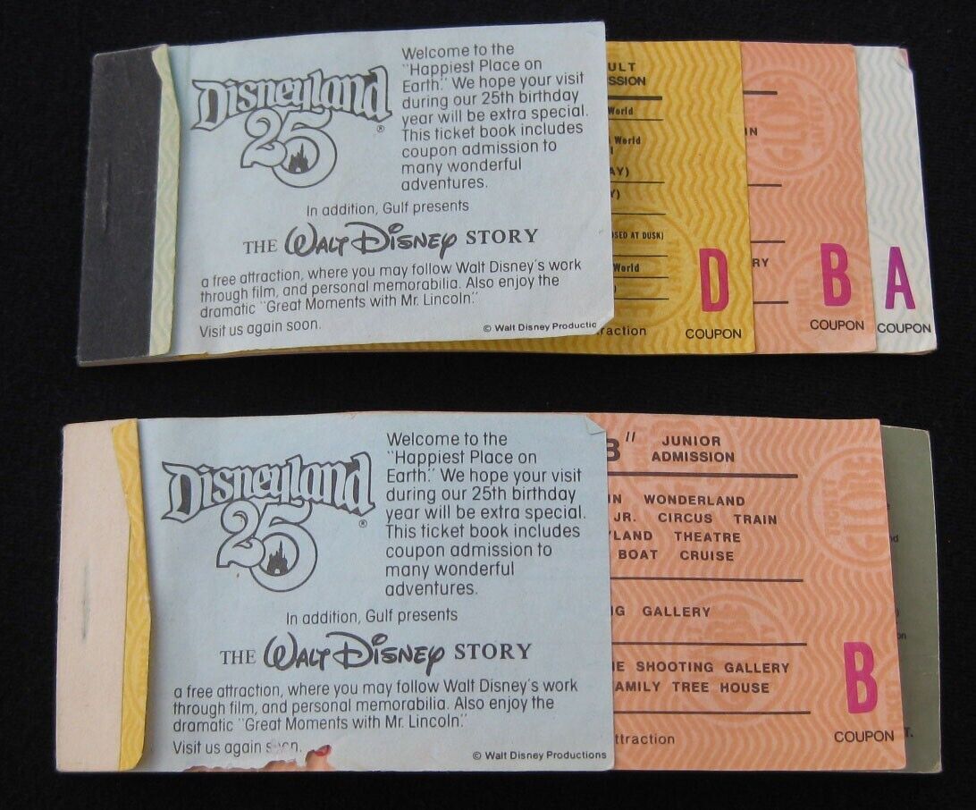 Disneyland Vintage 25th Amusement Park Tickets