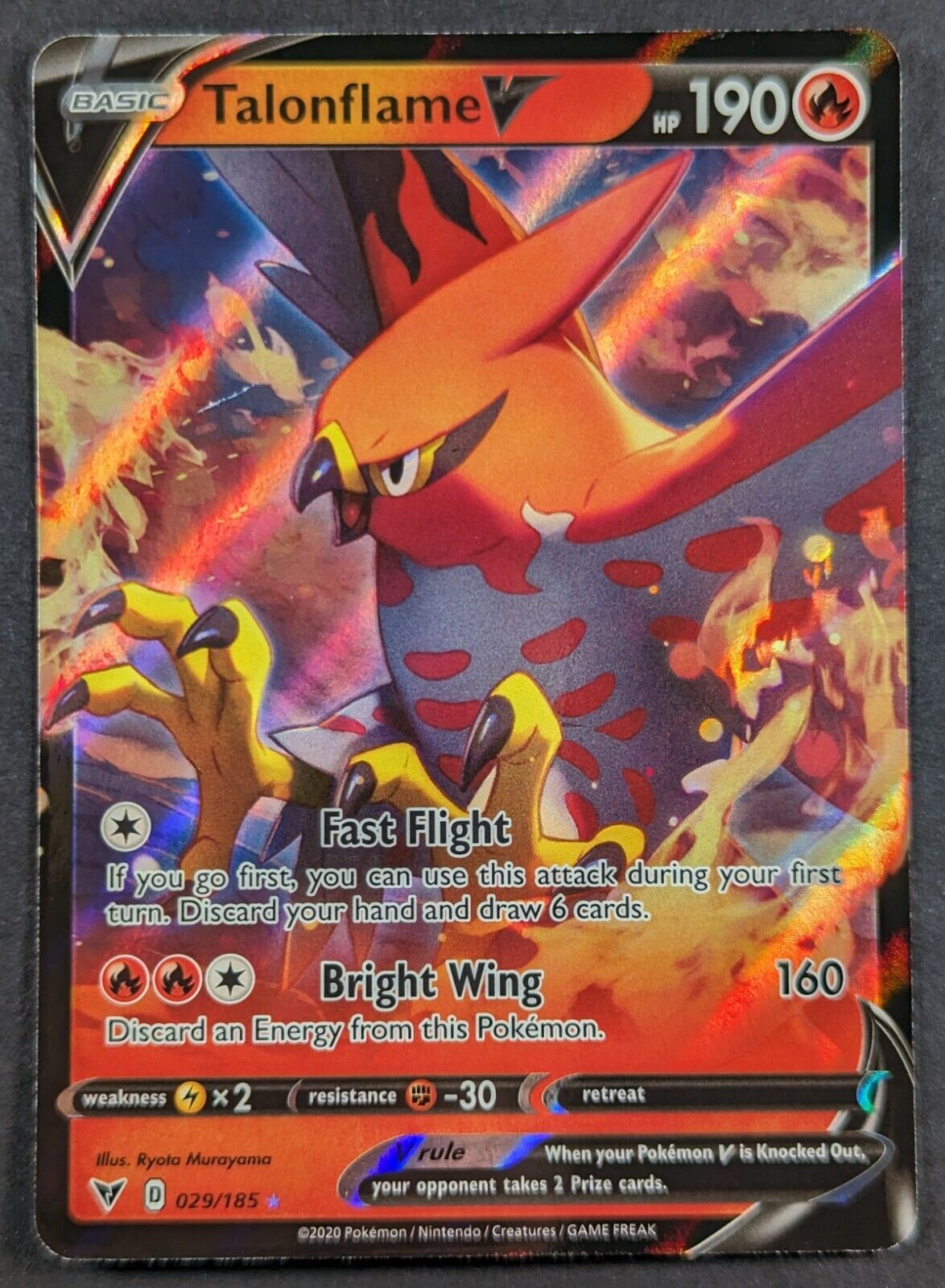 Talonflame V 2020 Vivid Full Art Ultra Rare Holo Pokemon Card 029/185 (NM)