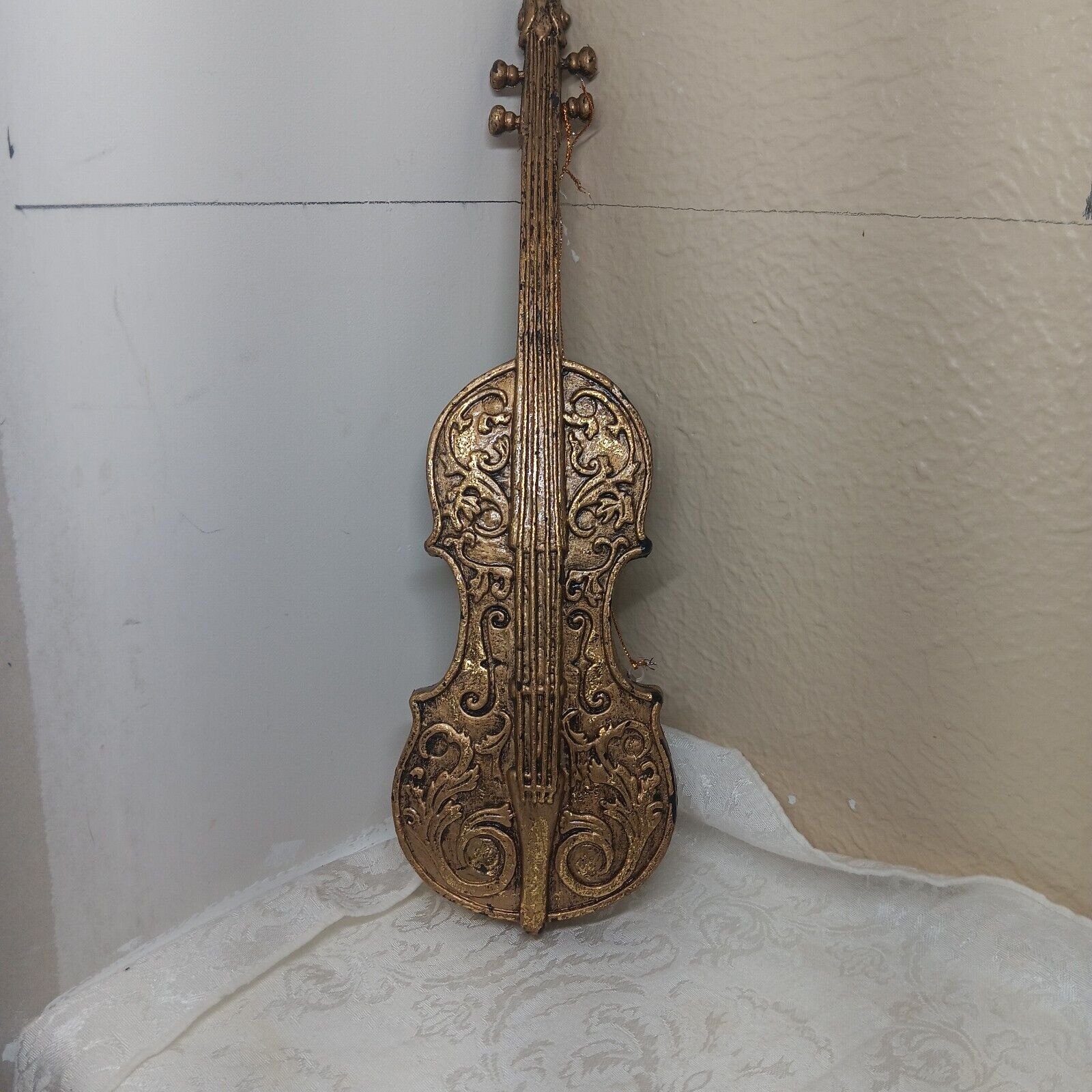  Violin (Cello) Gold Leaf Large Christmas Decorations w/Hang Cord