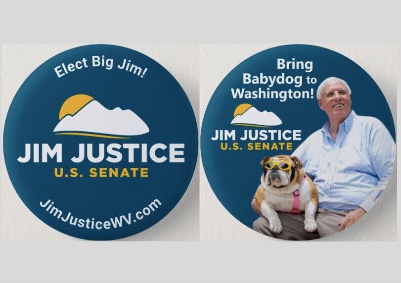Jim Justice Senate 2024 Pinback Buttons Lot Political WV Babydog 2.25\