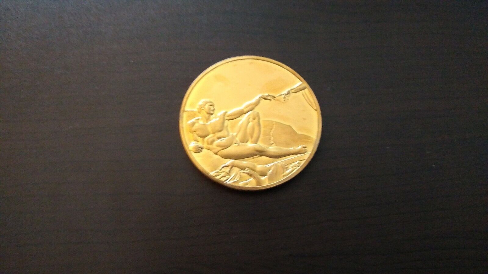 The Creation of Adam 24K Electroplate Gold 2.35 oz Sterling Silver Medal