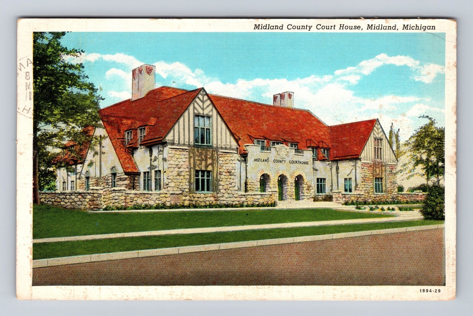 Midland MI-Michigan, Midland County Court House, Vintage c1941 Souvenir Postcard