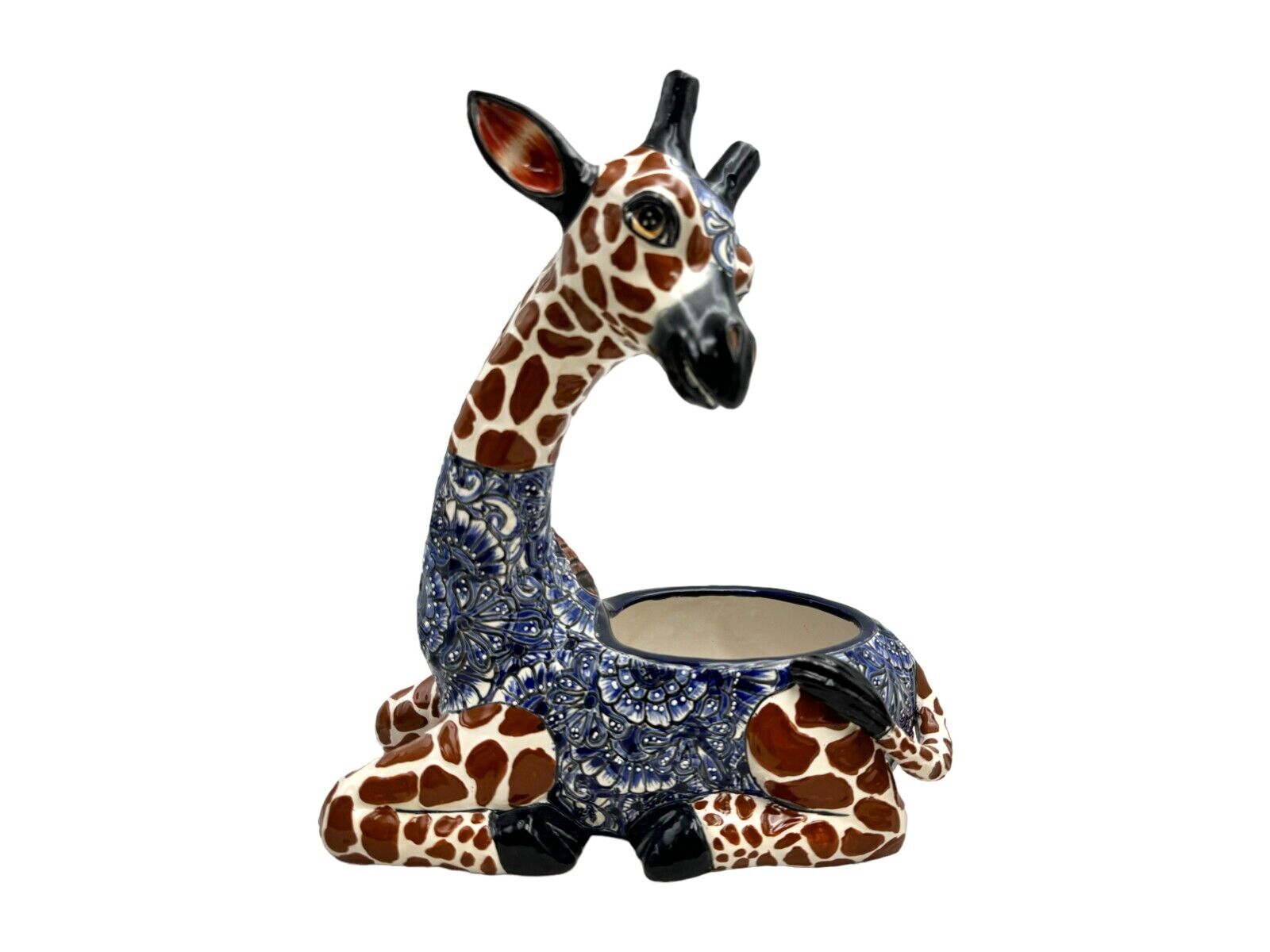 Talavera Giraffe Planter Animal Pot Mexican Pottery Folk Art Home Decor 14.5\