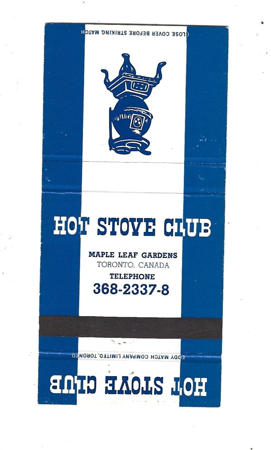 Hot Stove Club   Matchcover  Maple Leaf Gardens      Toronto, Canada