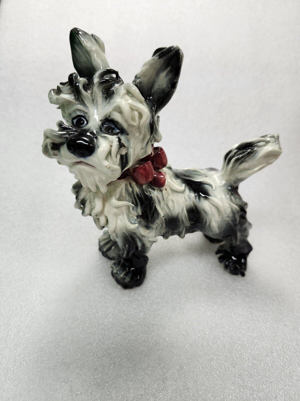 Vintage Italian Spaghetti Dog With Red Bow 6in. Tall Terrier