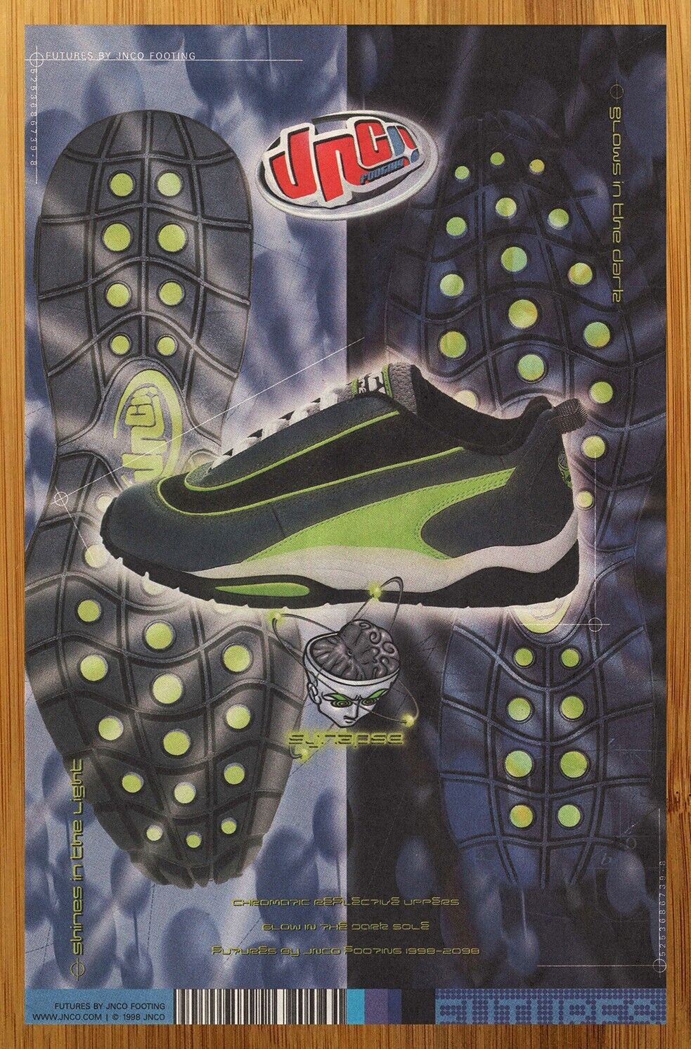 1998 JNCO Synapse Sneakers Vintage Print Ad/Poster Skateboarding Shoe Pop Art