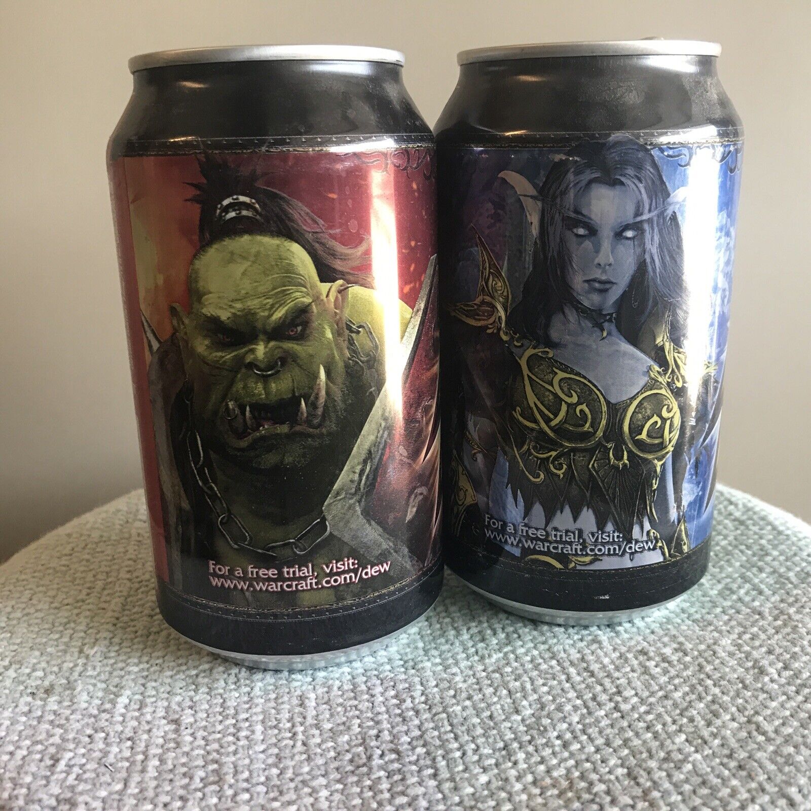 2 Mountain Dew World Of Warcraft Cans Night Elf & Orc