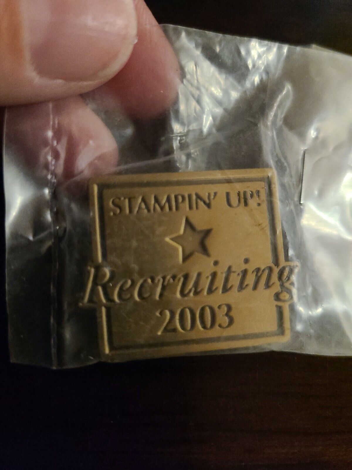 STAMPIN' Up Up 2003 Recruiting one star Lapel Pin Gold Tone Enamel Collectible