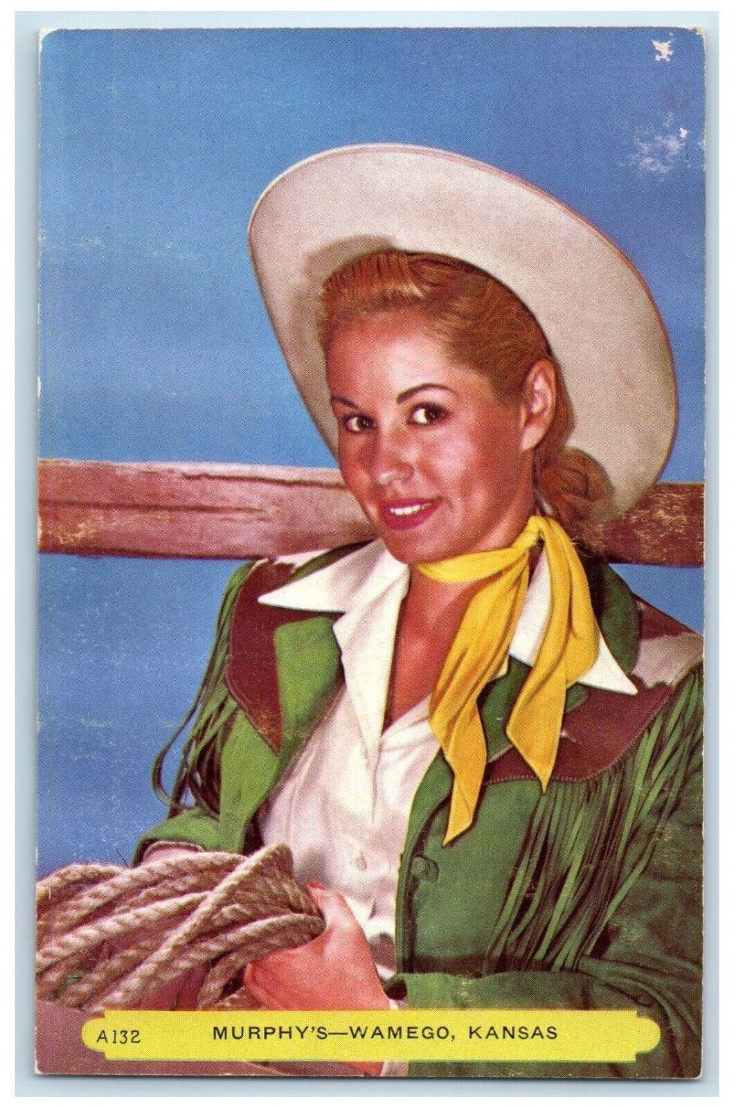 c1960\'s Murphy\'s Cowgirl Hat Wamego Kansas KS Vintage Antique Rembrant Postcard