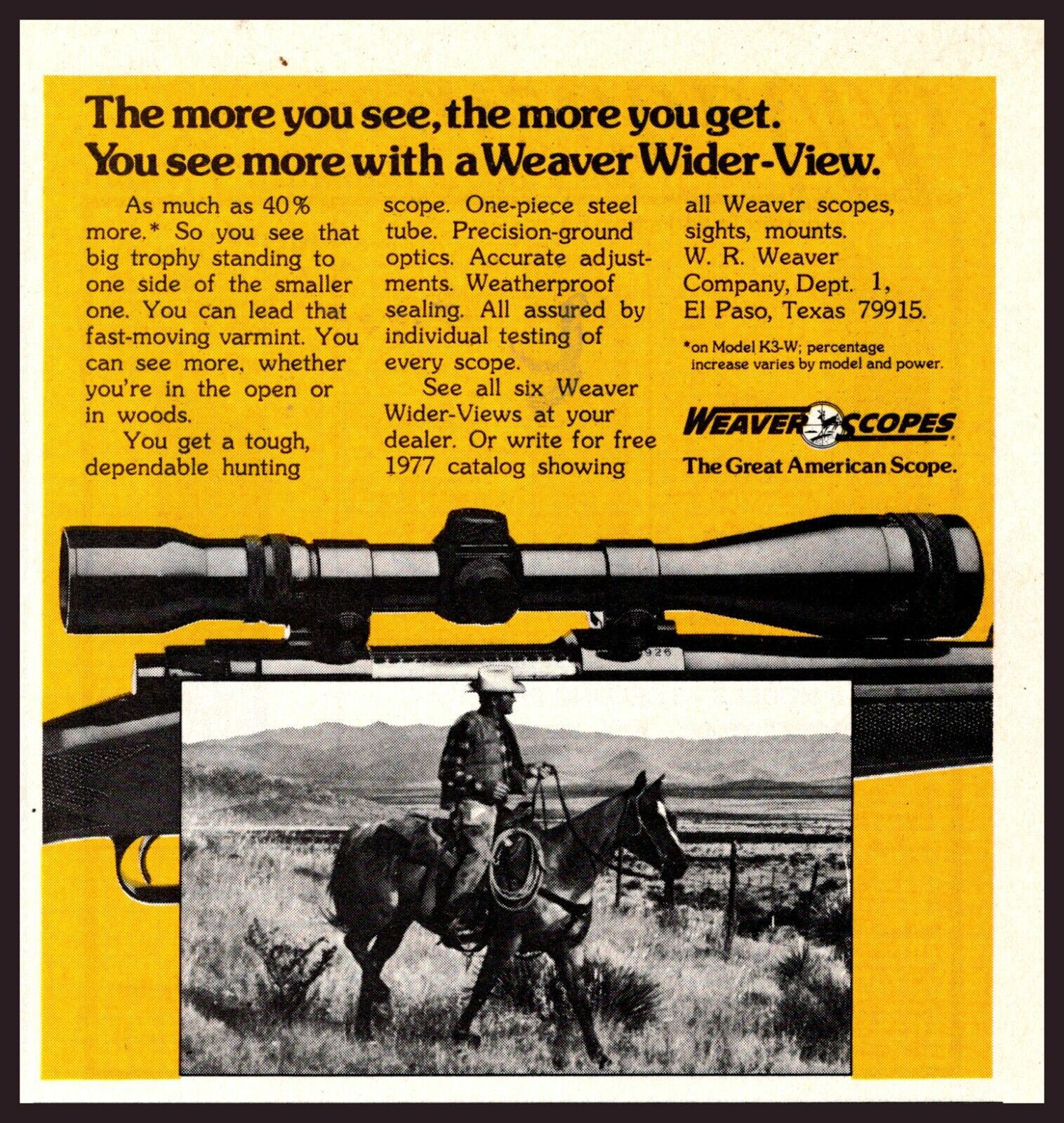 1977 WEAVER Rifle Scope Vintage 2 AD LOT K Models and Wider-View