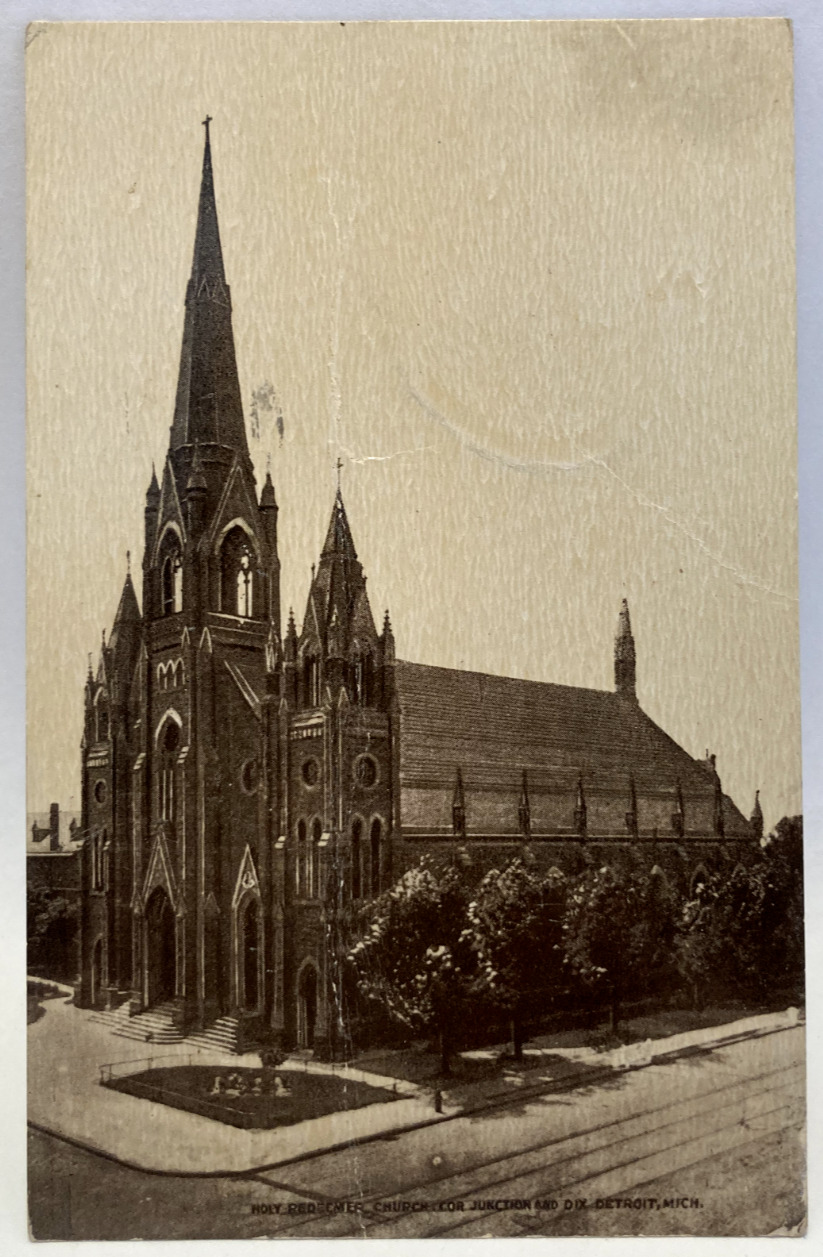 1912 Holy Redeemer Church, Detroit, Michigan MI Vintage Postcard