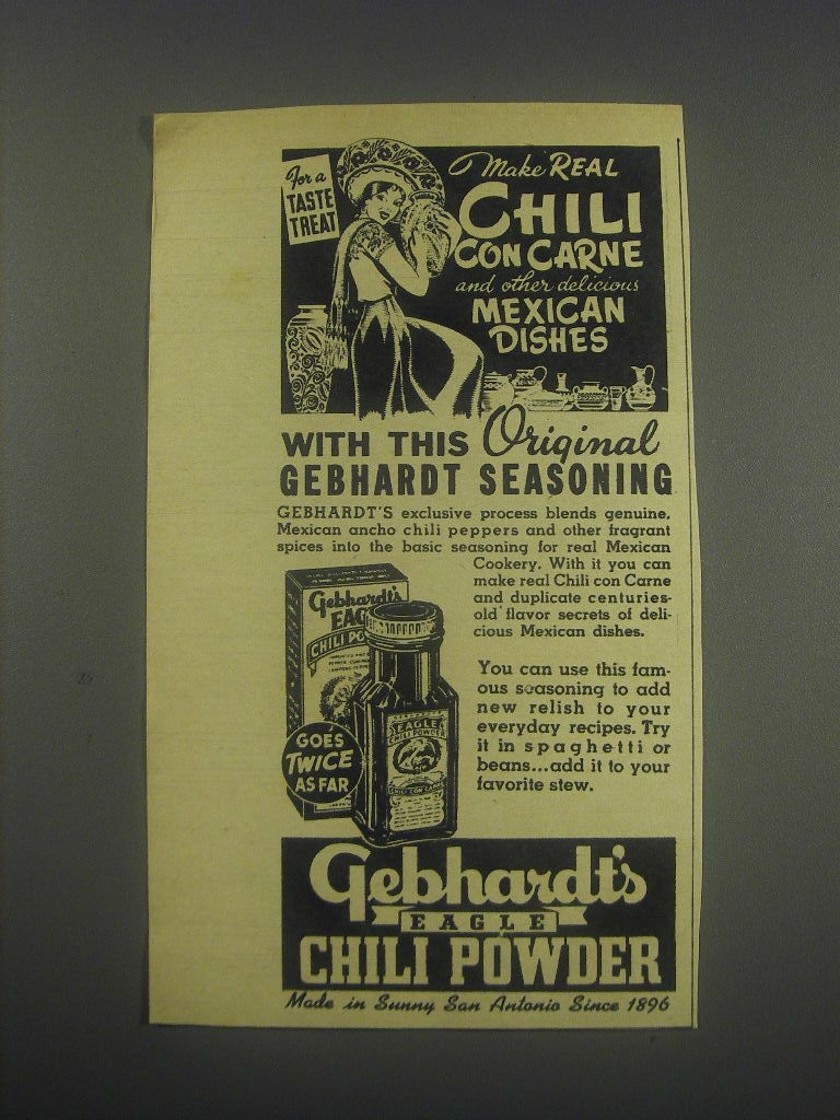 1946 Gebhardt\'s Eagle Chili Powder Ad