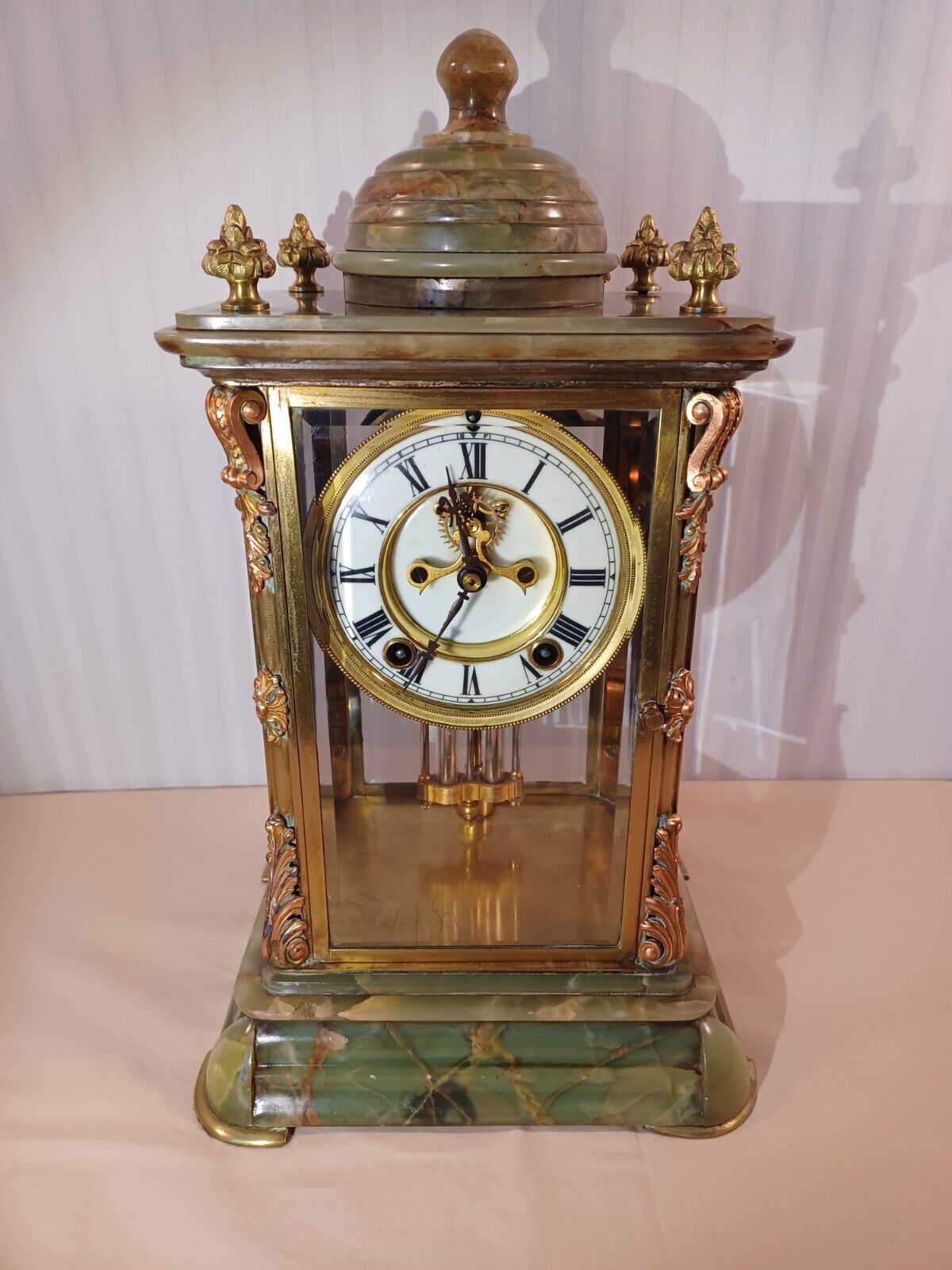 Antique French Crystal Regulator Style Mantle/Table Clock by ANSONIA Circa 1900