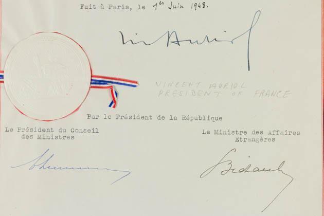 NobleSpirit {3970} Valuable President of France Vincent Auriol Genuine Autograph