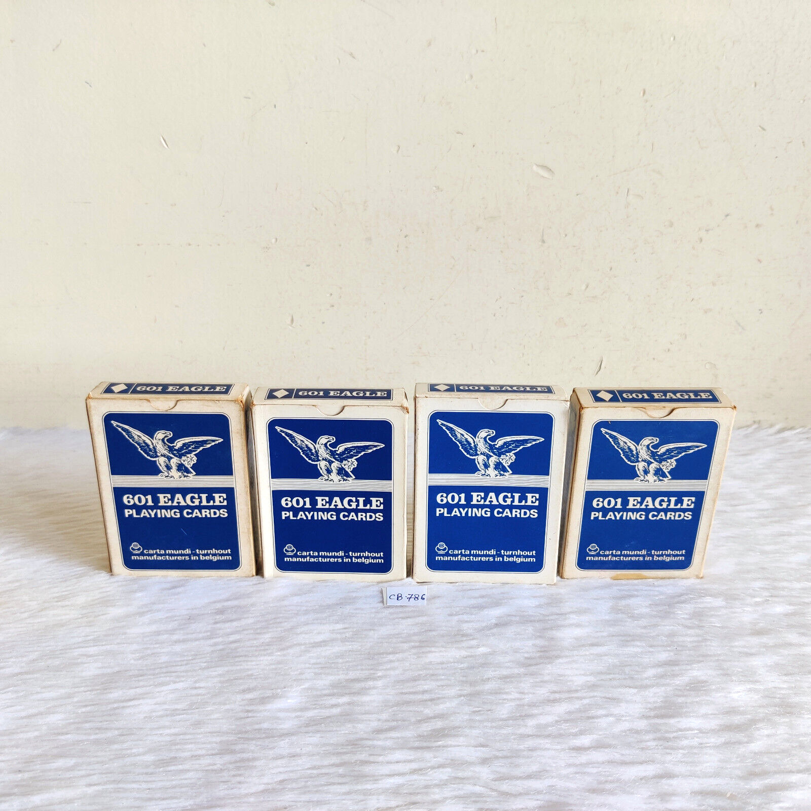 Antique 601 Eagle Plastic Coated Old Playing Cards Belgium Set of 4 Rare CB786