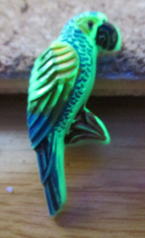 1-Czech Glass Multicolored Parrot-Mint Green UV Button #56 29.02mm x 7.70mm