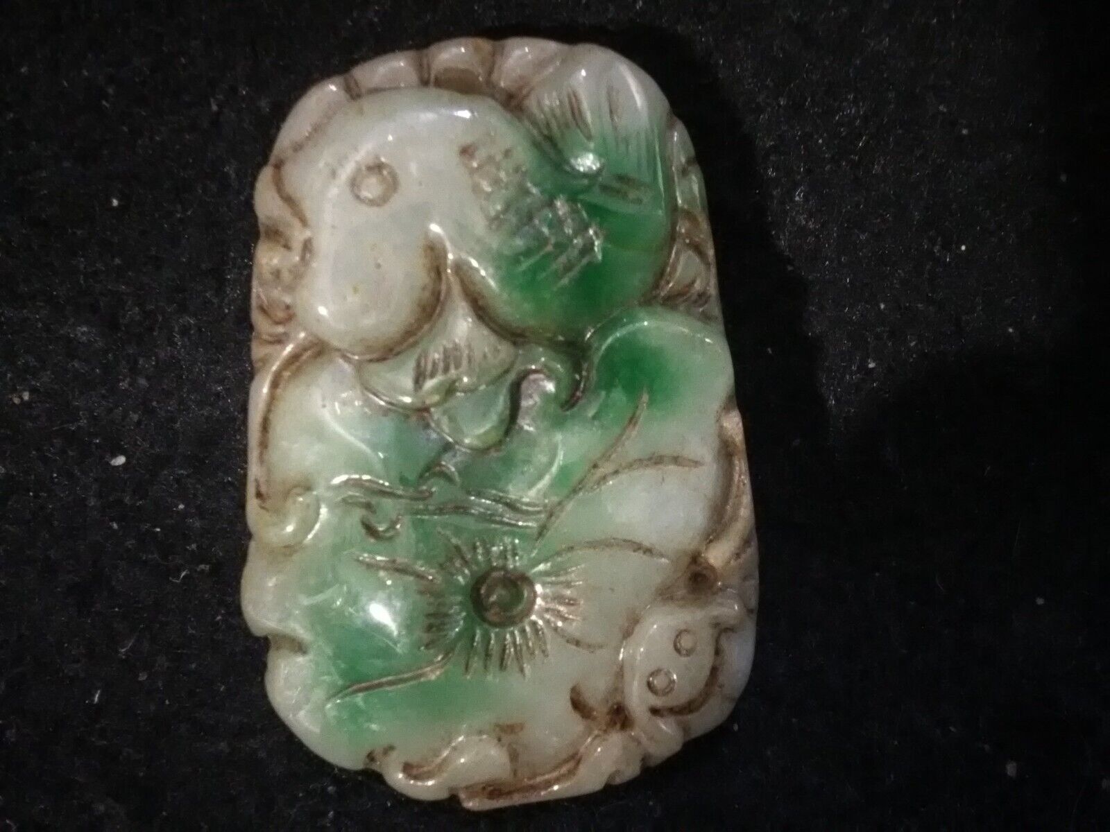 3/17E Ancient Chinese Ming-Qing Dynasty Jadeite Seahorse Amulet 1600-1800 ad
