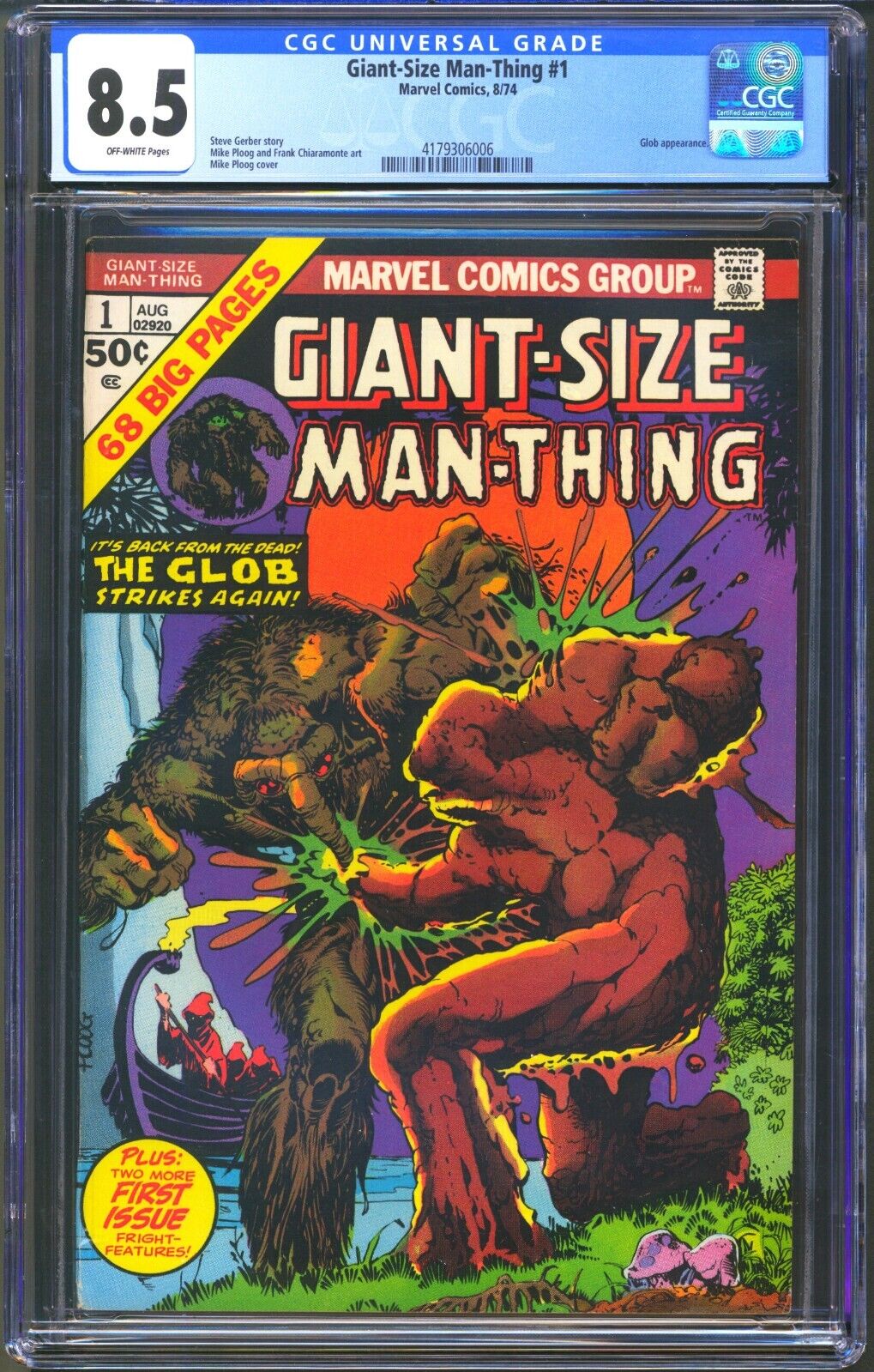 GIANT-SIZE MAN-THING #1 - CGC 8.5 - OWP - VF+ MIKE PLOOG COVER