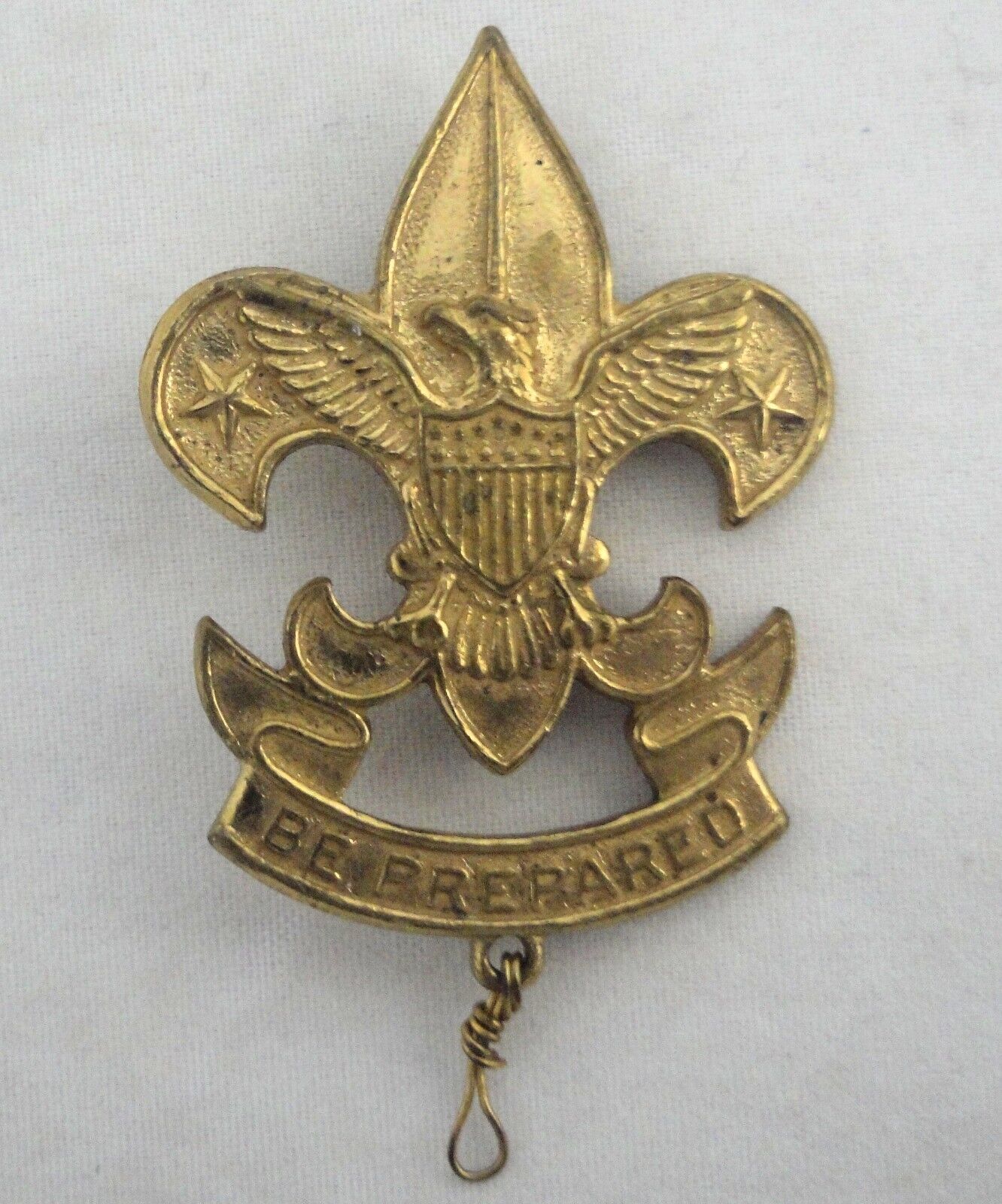 BS of A Boy Scouts Gold Tone Eagle Pin Pat 1911 Be Prepared Fleur de Lis Vintage