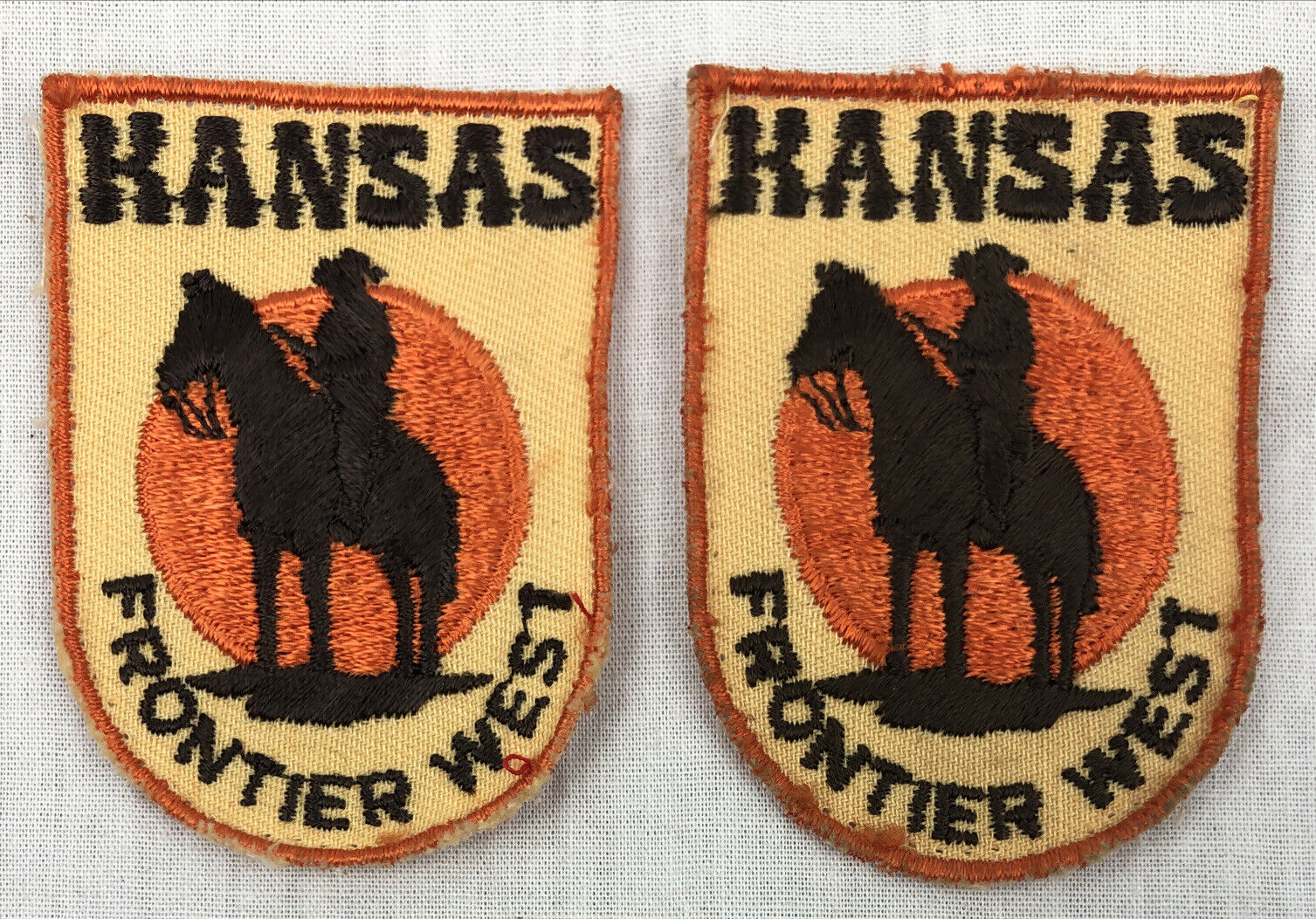 Voyager State Patch Kansas Frontier West Set of 2 ~70\'s Patches Vintage Cowboy