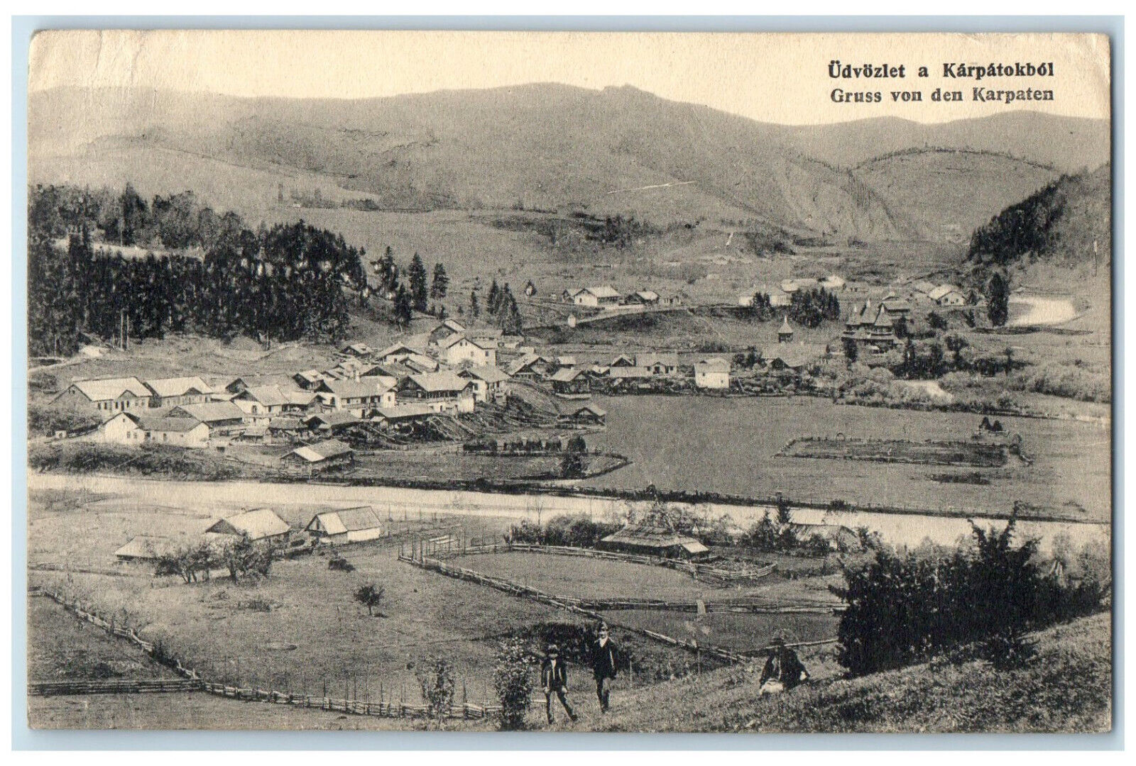 1916 Greetings from the Carpathians Ukraine Hills Plains View Postcard