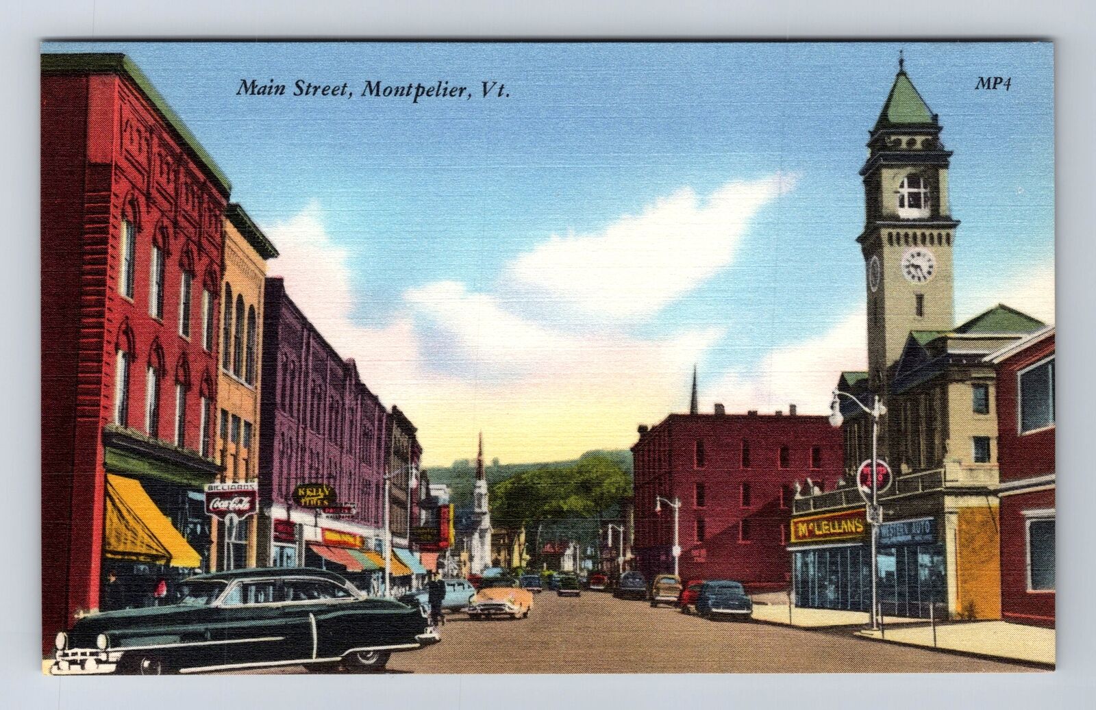 Montpelier VT-Vermont, Main Street, Advertisement, Antique, Vintage Postcard
