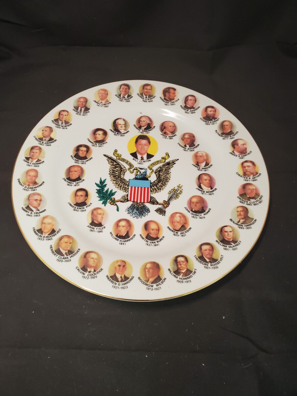 Vintage Political US Presidential Portrait Souvenir China Plate Bill Clinton